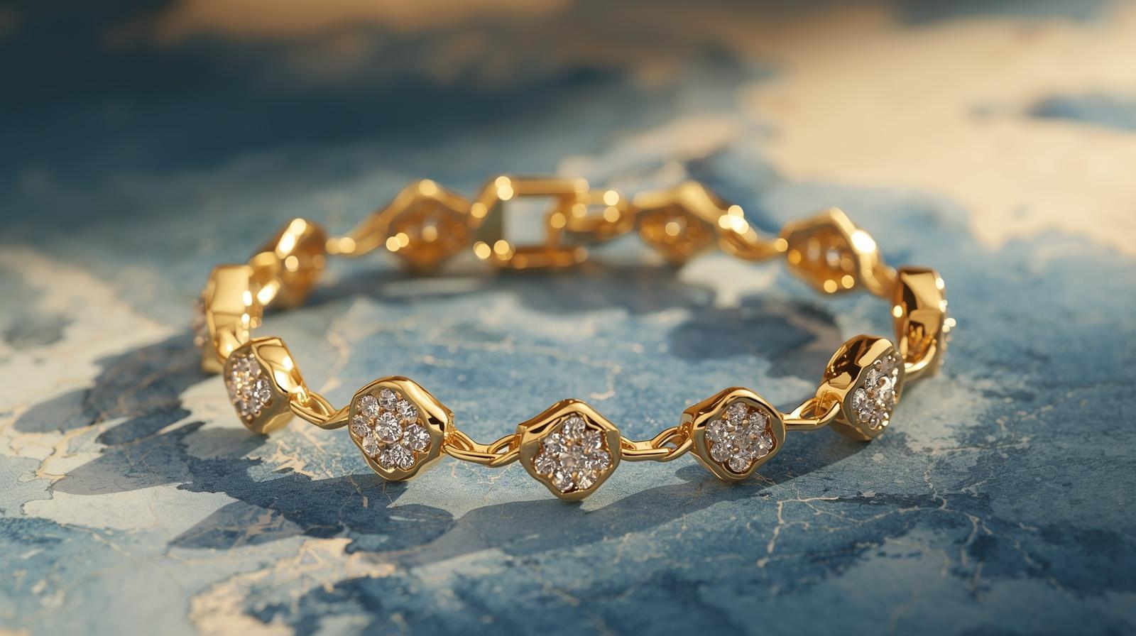 Gold Diamond Station Bracelet