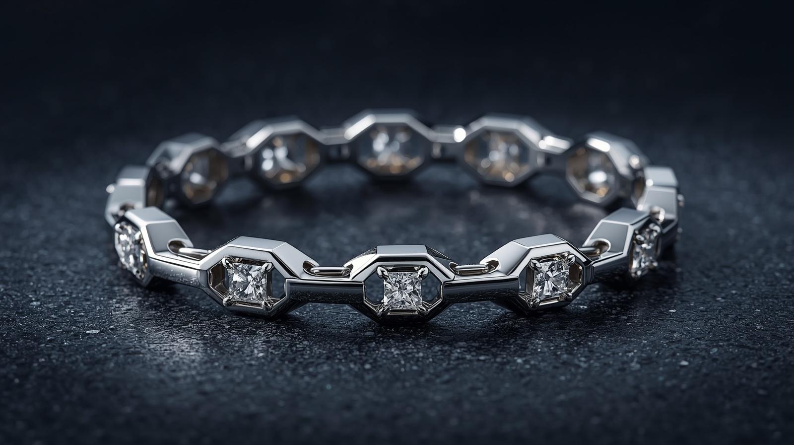 Platinum Link Bracelet · Princess Cut
