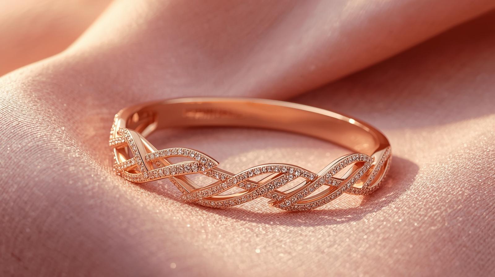 Rose Gold Cuff Bracelet · Round Brilliant