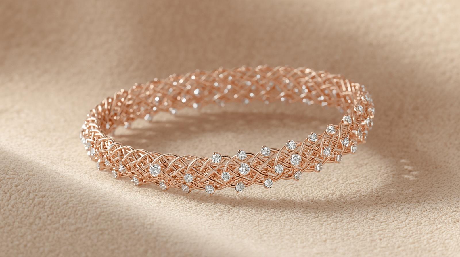Rose Gold Mesh Bracelet · Pear