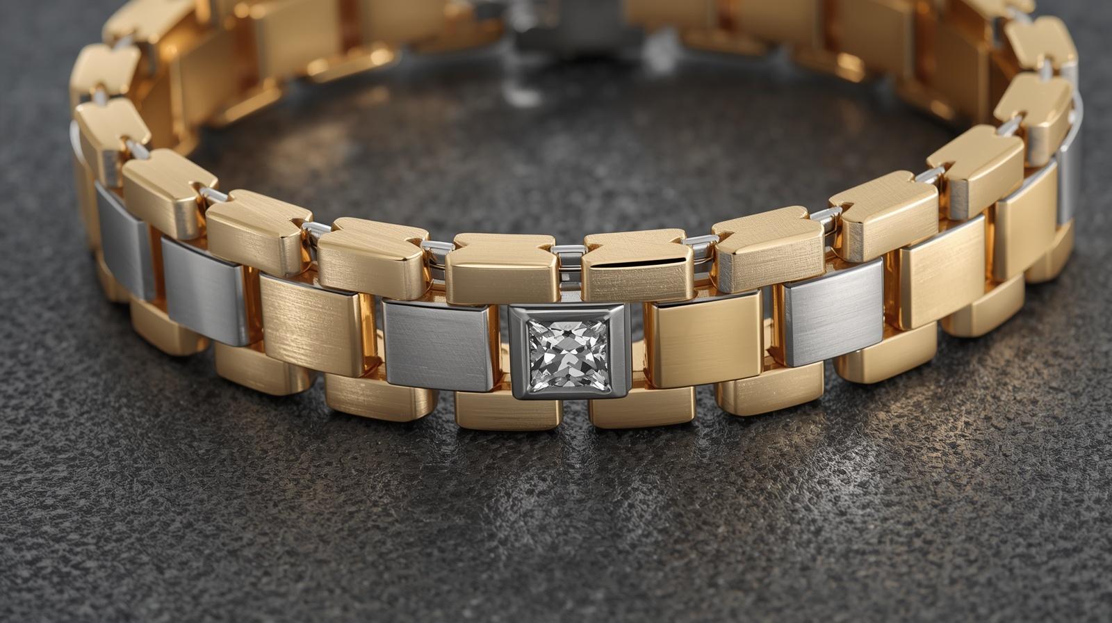 Two-Tone Link Bracelet · Marquise