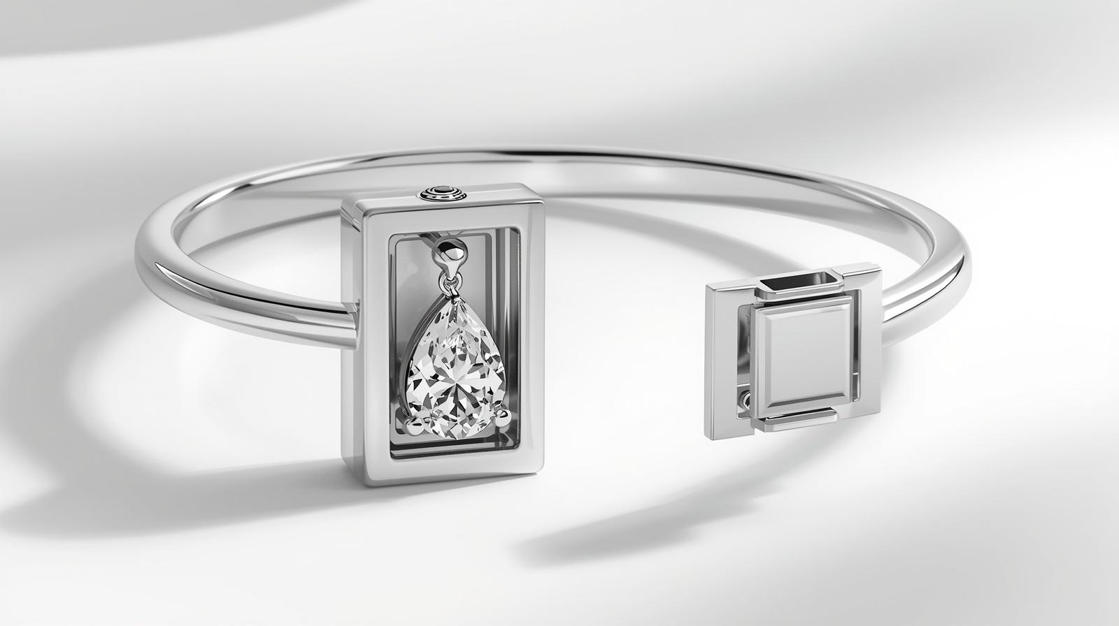 White Gold Bangle · Princess Cut