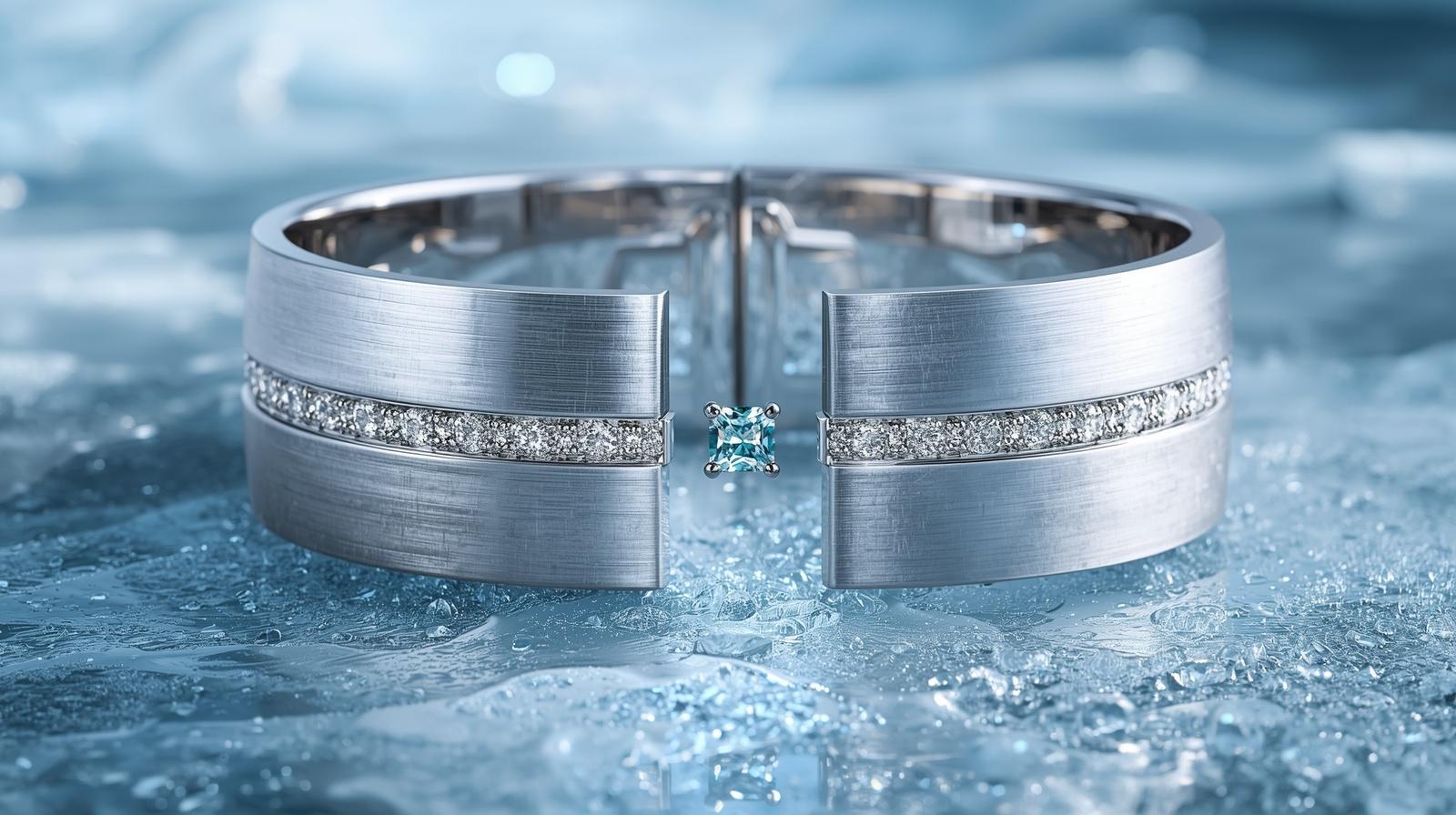 White Gold Cuff Bracelet · Round Brilliant