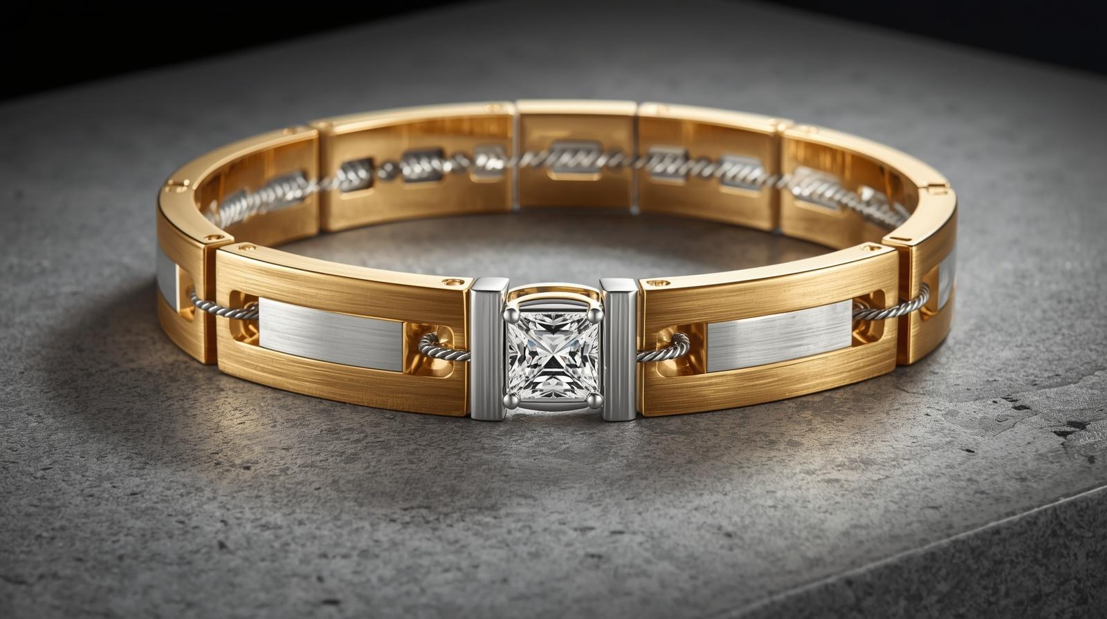 White Gold Flexible Bracelet · Oval