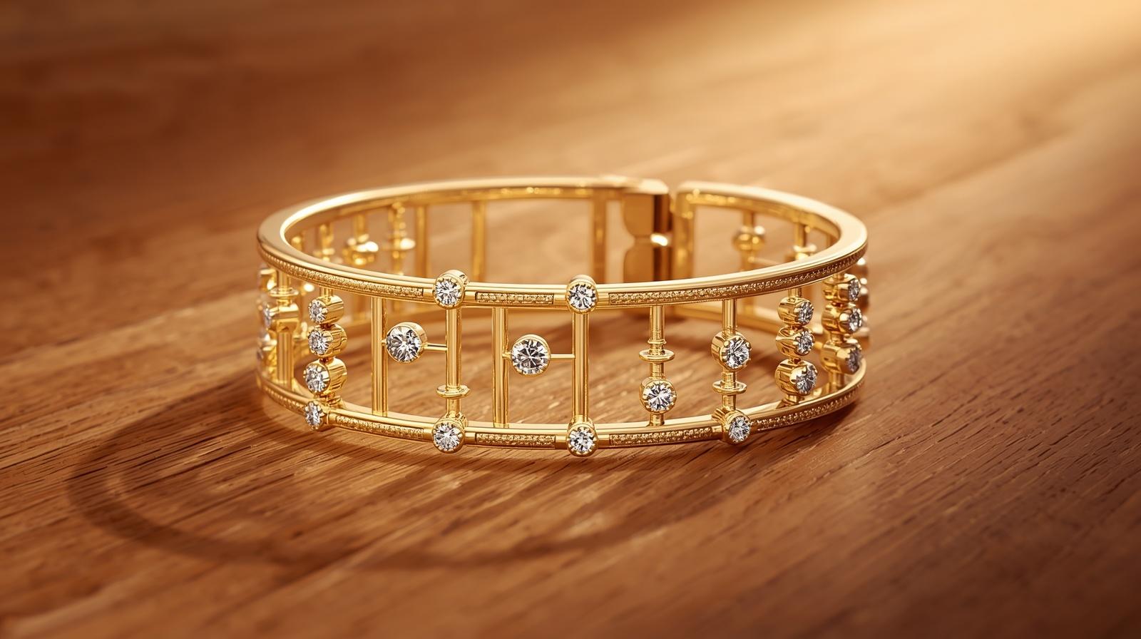 Yellow Gold Abacus Bracelet · Round Brilliant