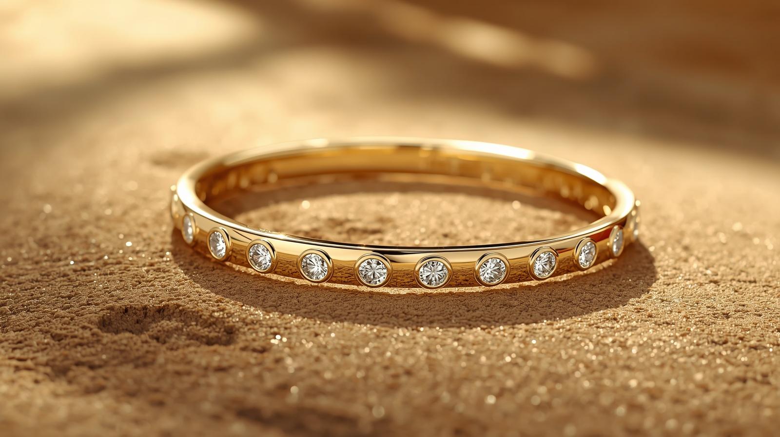 Yellow Gold Bangle Bracelet · Oval