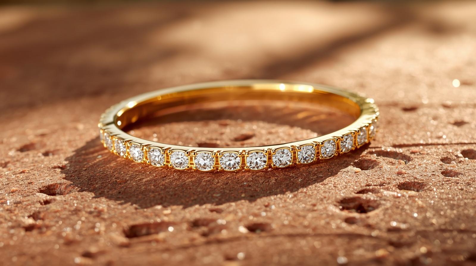Yellow Gold Bangle · Princess Cut