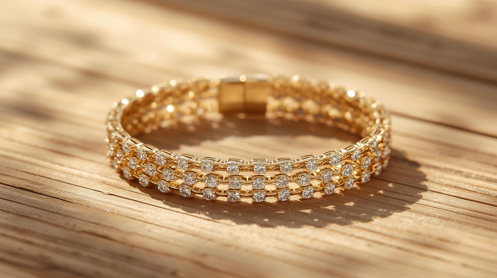 Yellow Gold Chain Bracelet · Round Brilliant