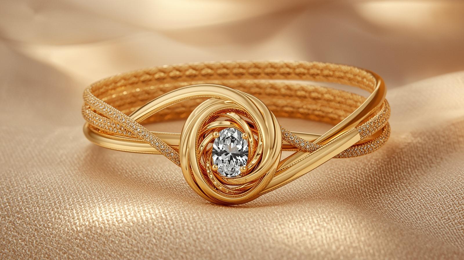 Yellow Gold Layered Bracelet · Round