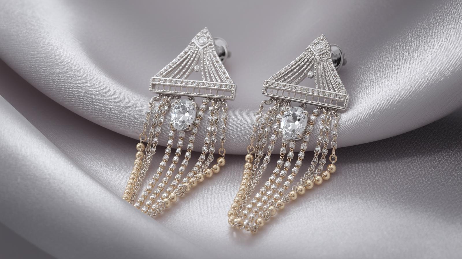 14K White Gold Canopy Earring