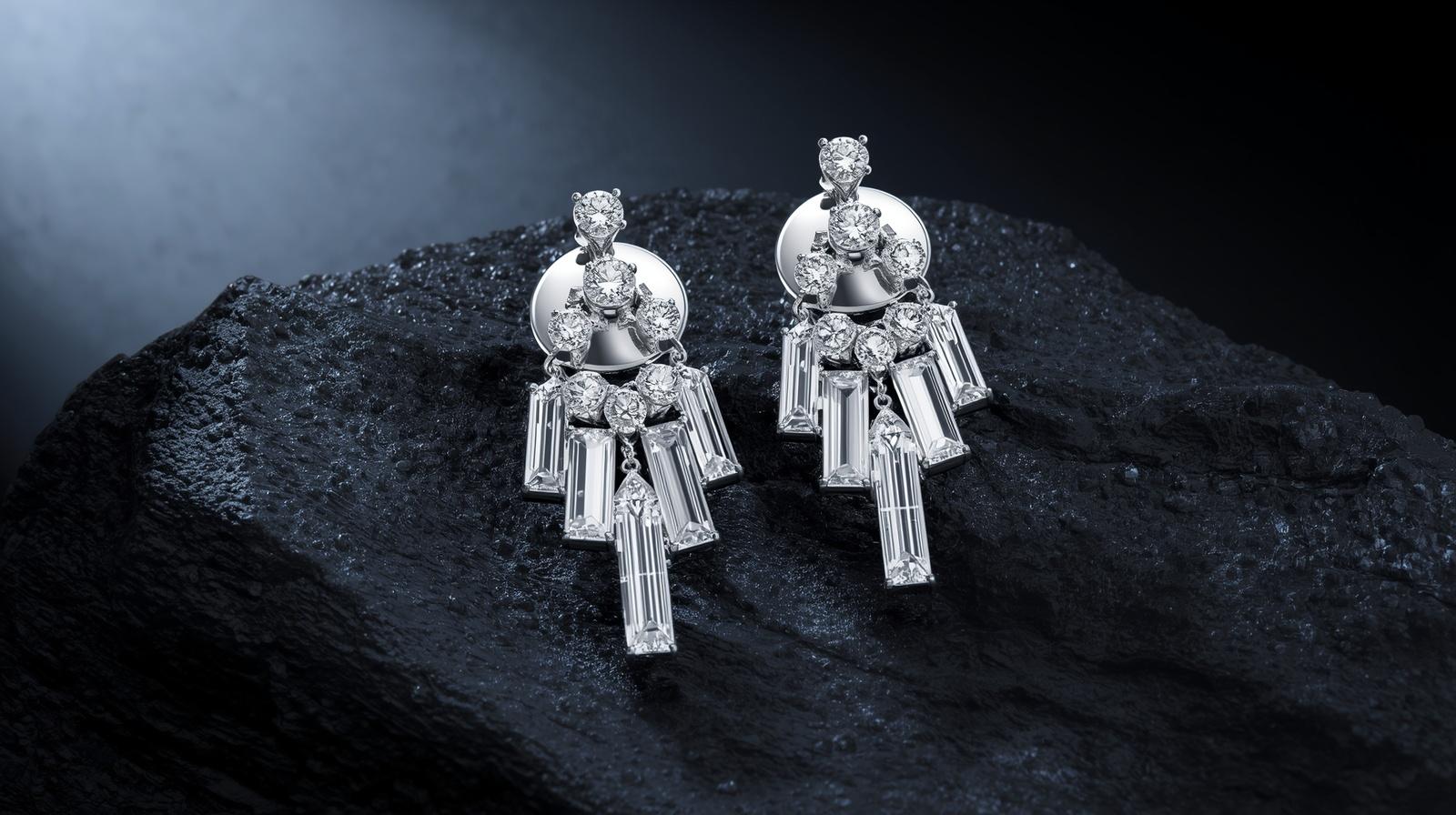 14K White Gold Cluster Earring