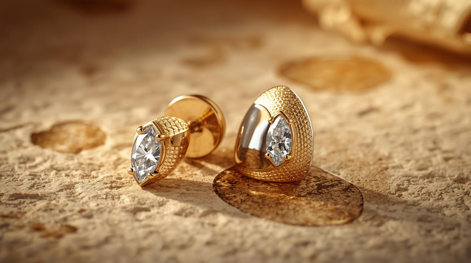14K White Gold Designer Earring