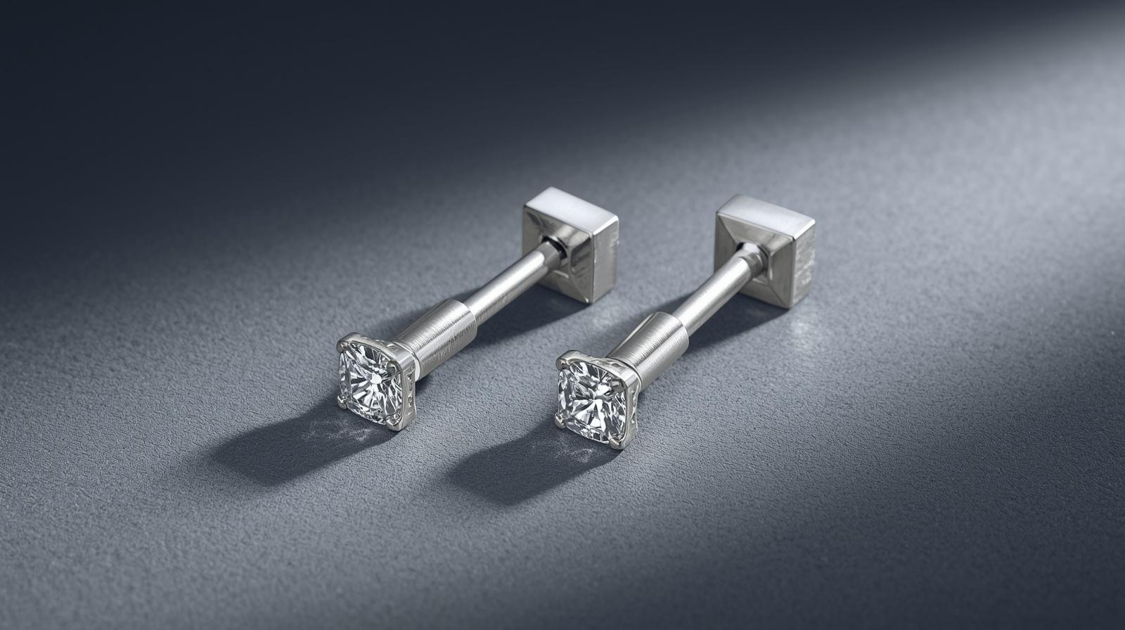 White Gold Drop Earring · 4ct Cushion
