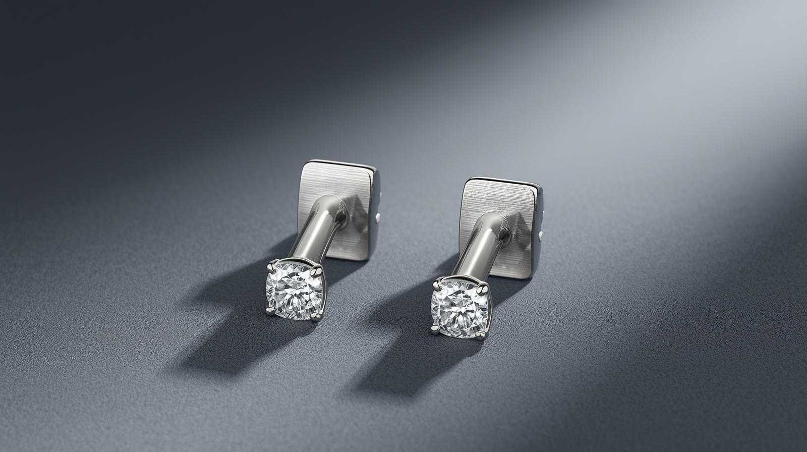 14K White Gold Designer Earring