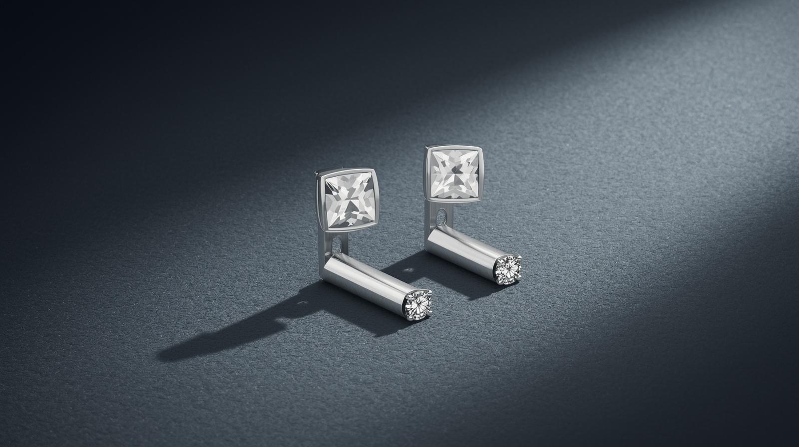 14K White Gold Designer Earring