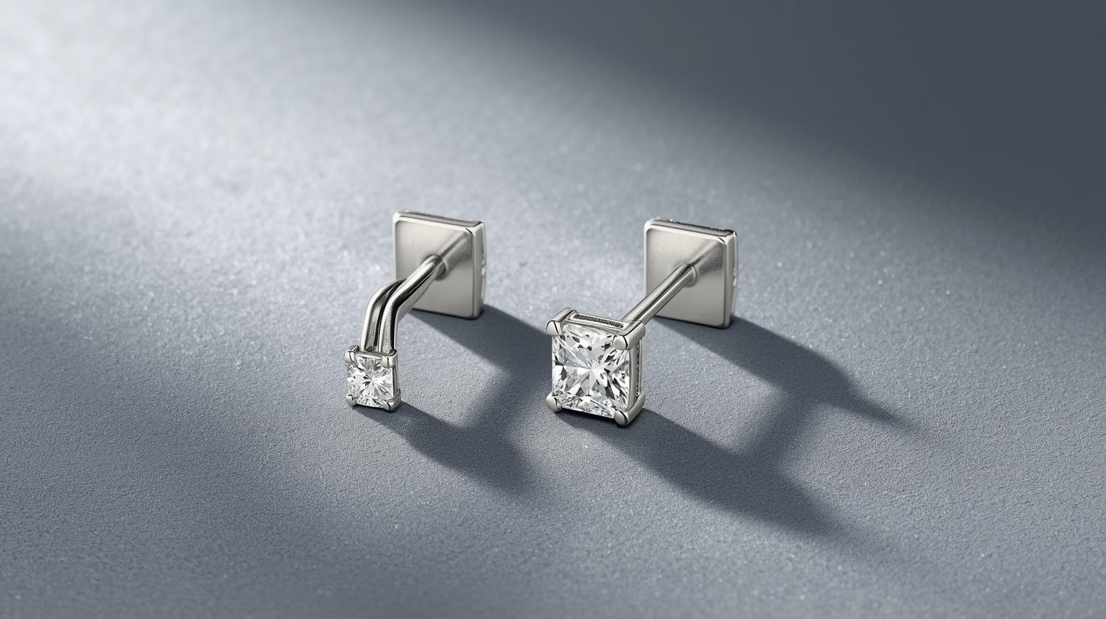 14K White Gold Designer Earring