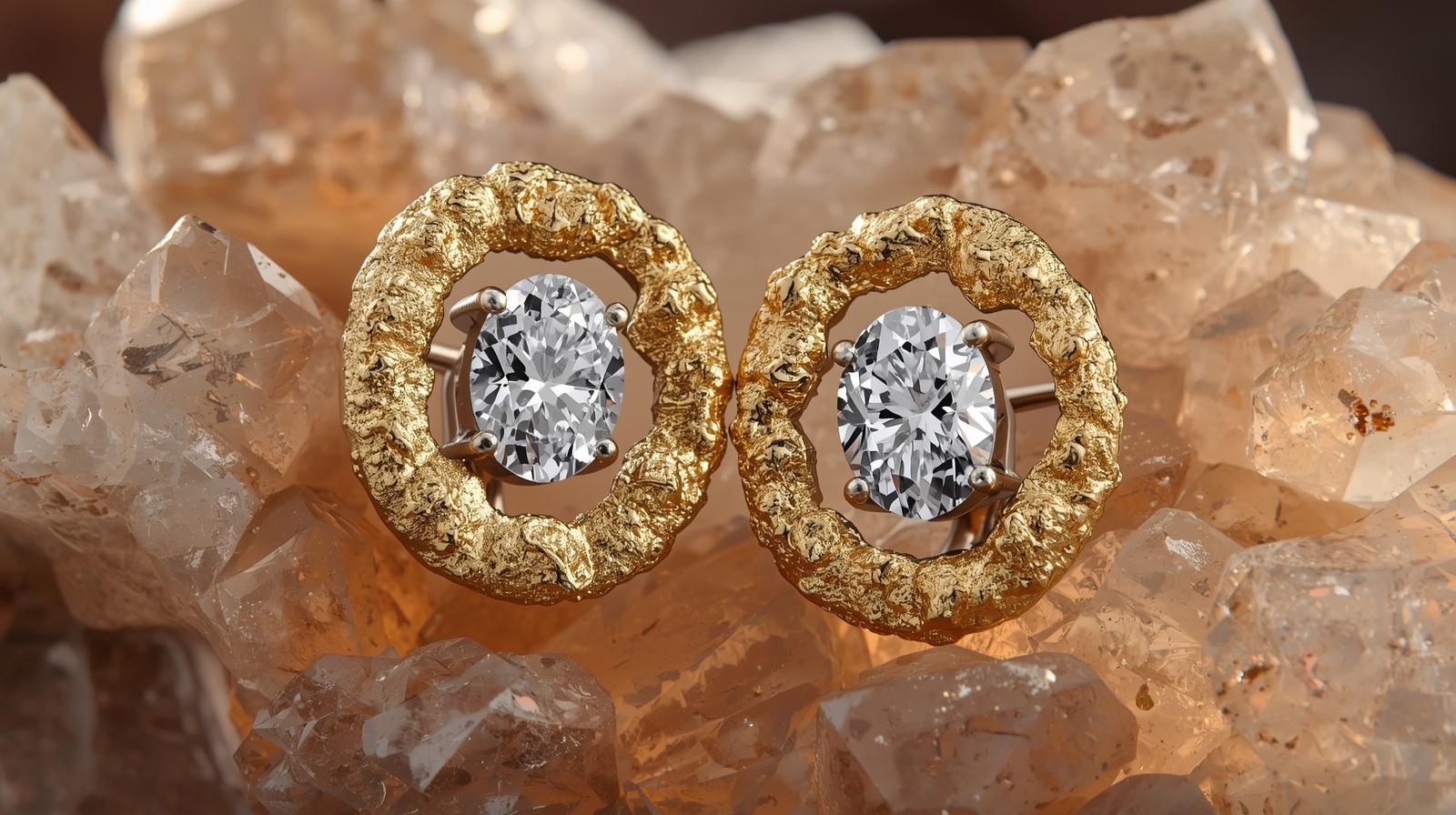 White Gold Geode Earring