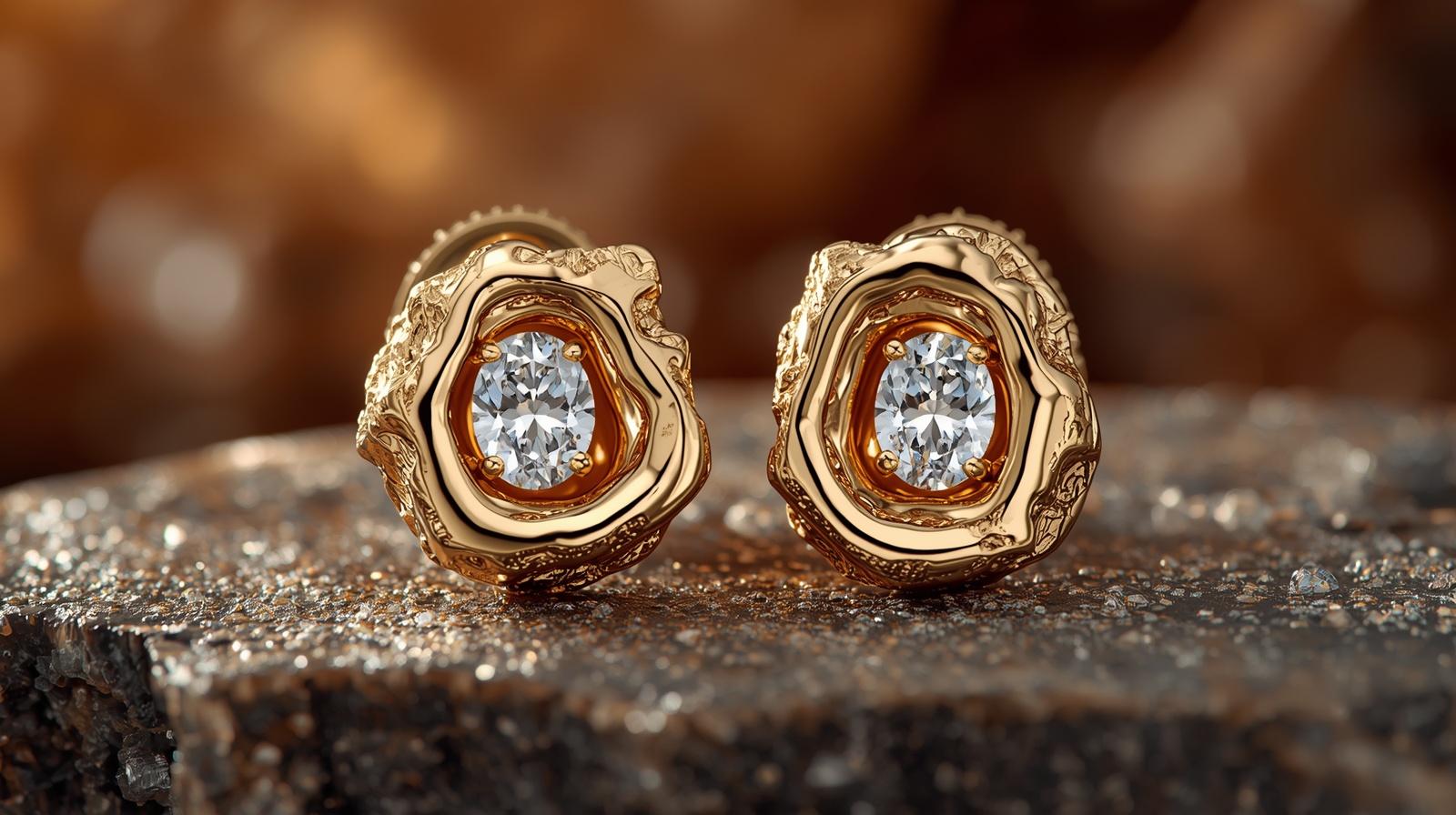 14K White Gold Geode Earring