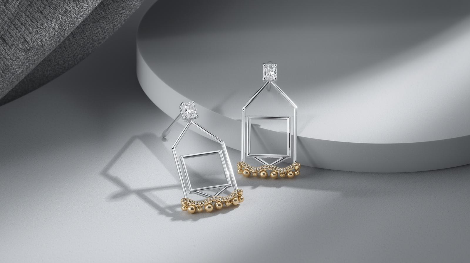 White Gold Lattice Earring · 3ct Emerald Cut