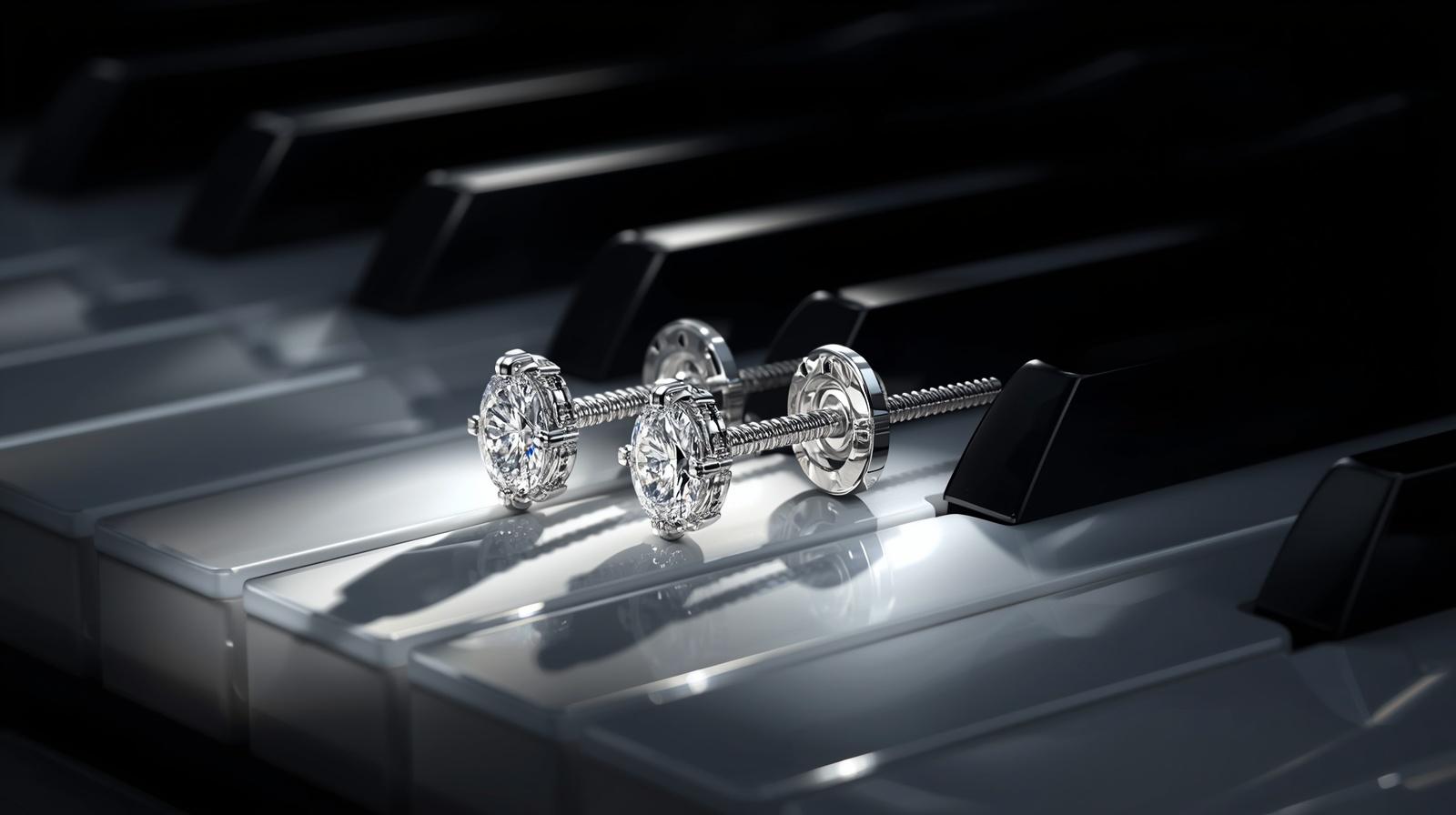 White Gold Tuning Fork Earring · 2.5ct Oval