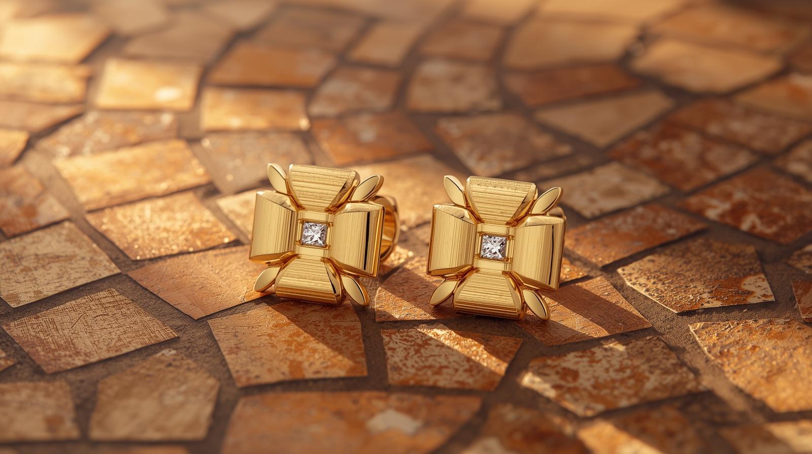 14K Yellow Gold Designer Earring