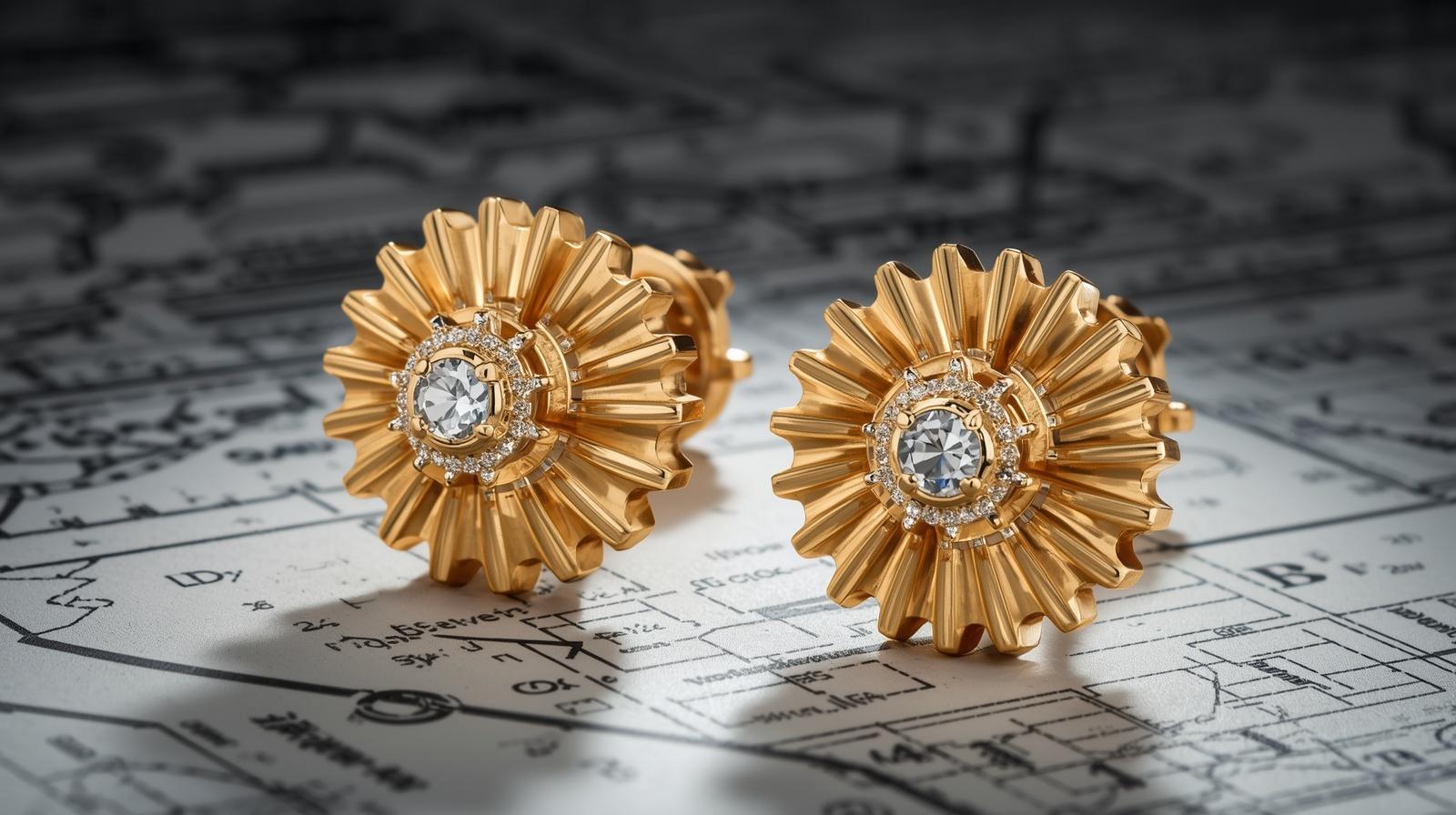 Yellow Gold Pinion Earring · 3ct Round Brilliant