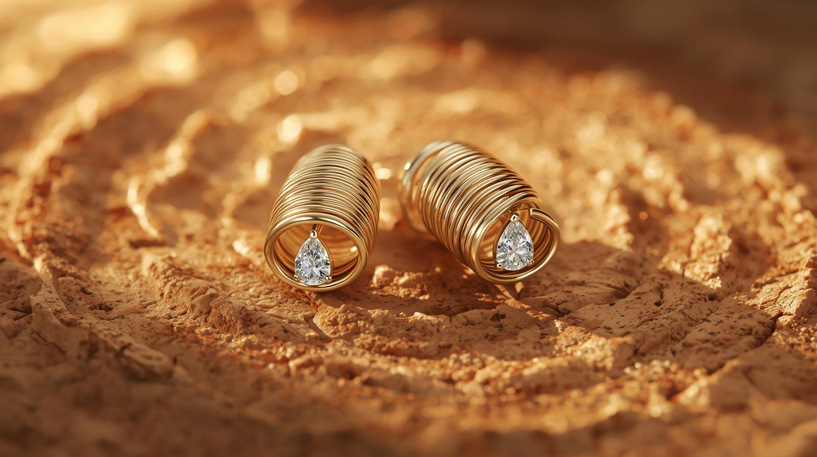 14K Yellow Gold Designer Earring
