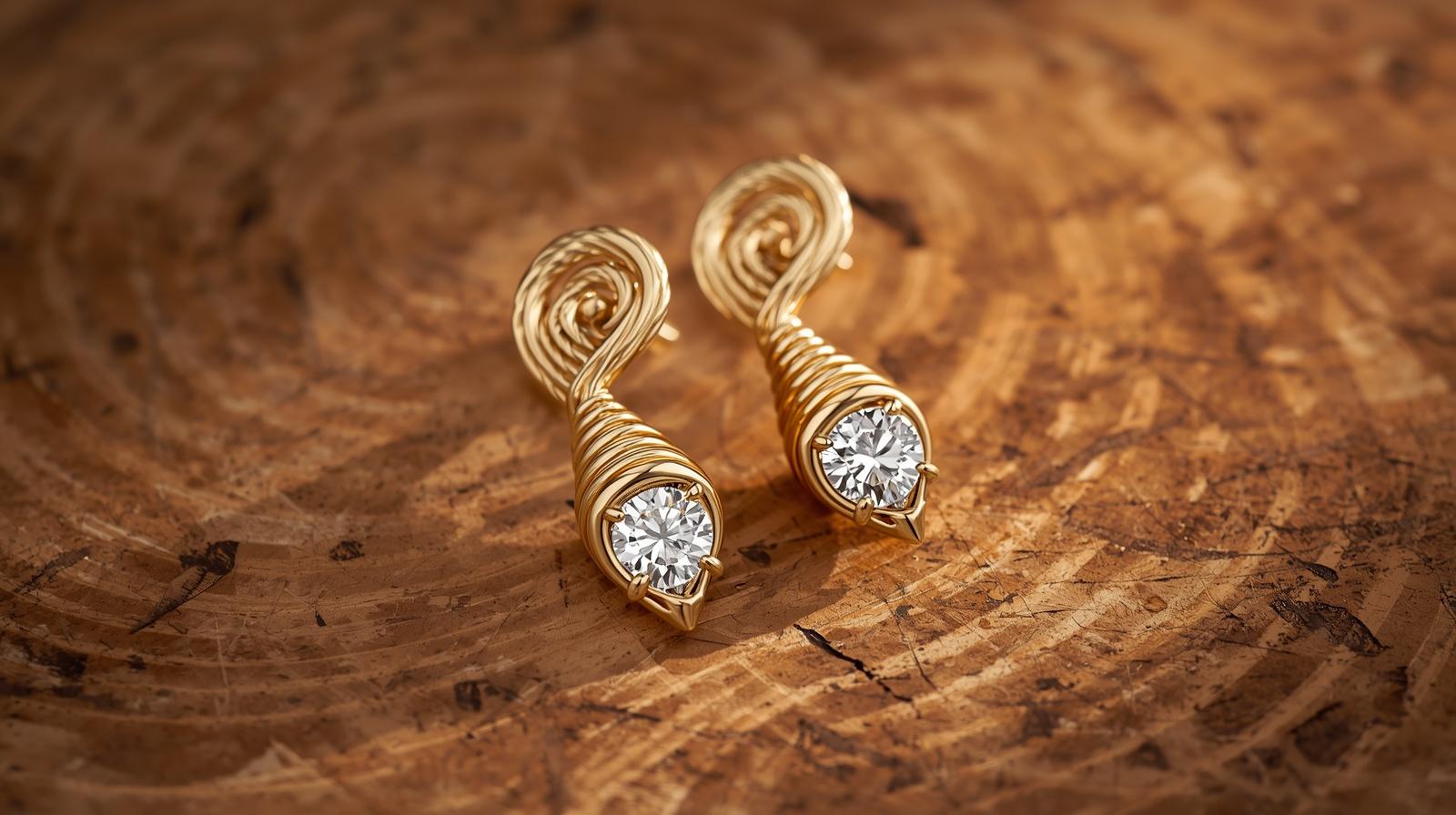 14K Yellow Gold Designer Earring