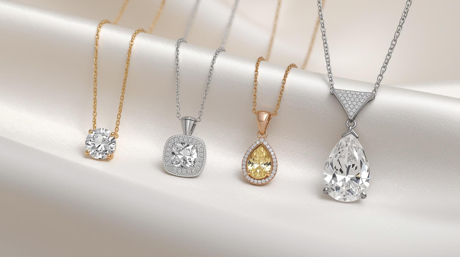 White Gold Pendant Necklace · 4ct Round Brilliant