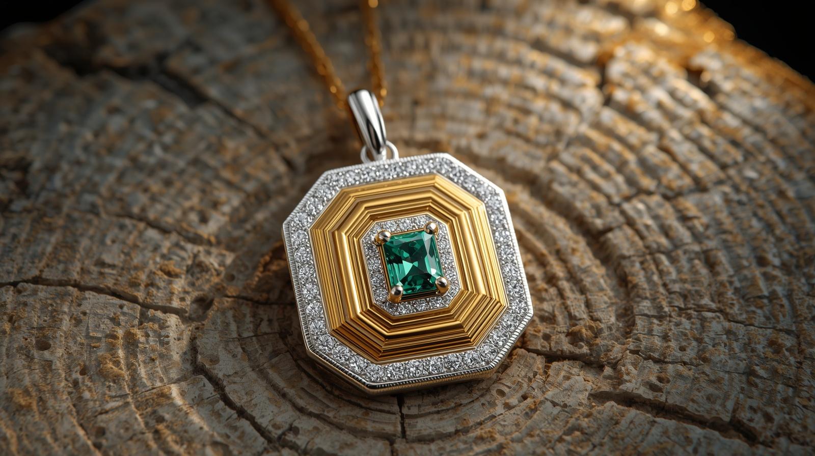 White Gold Pendant Necklace · 4ct Emerald Cut