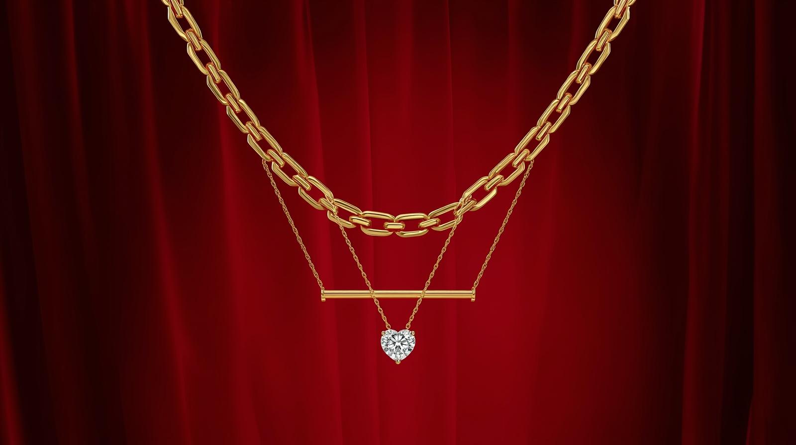 Yellow Gold Chain Necklace · 3ct Heart