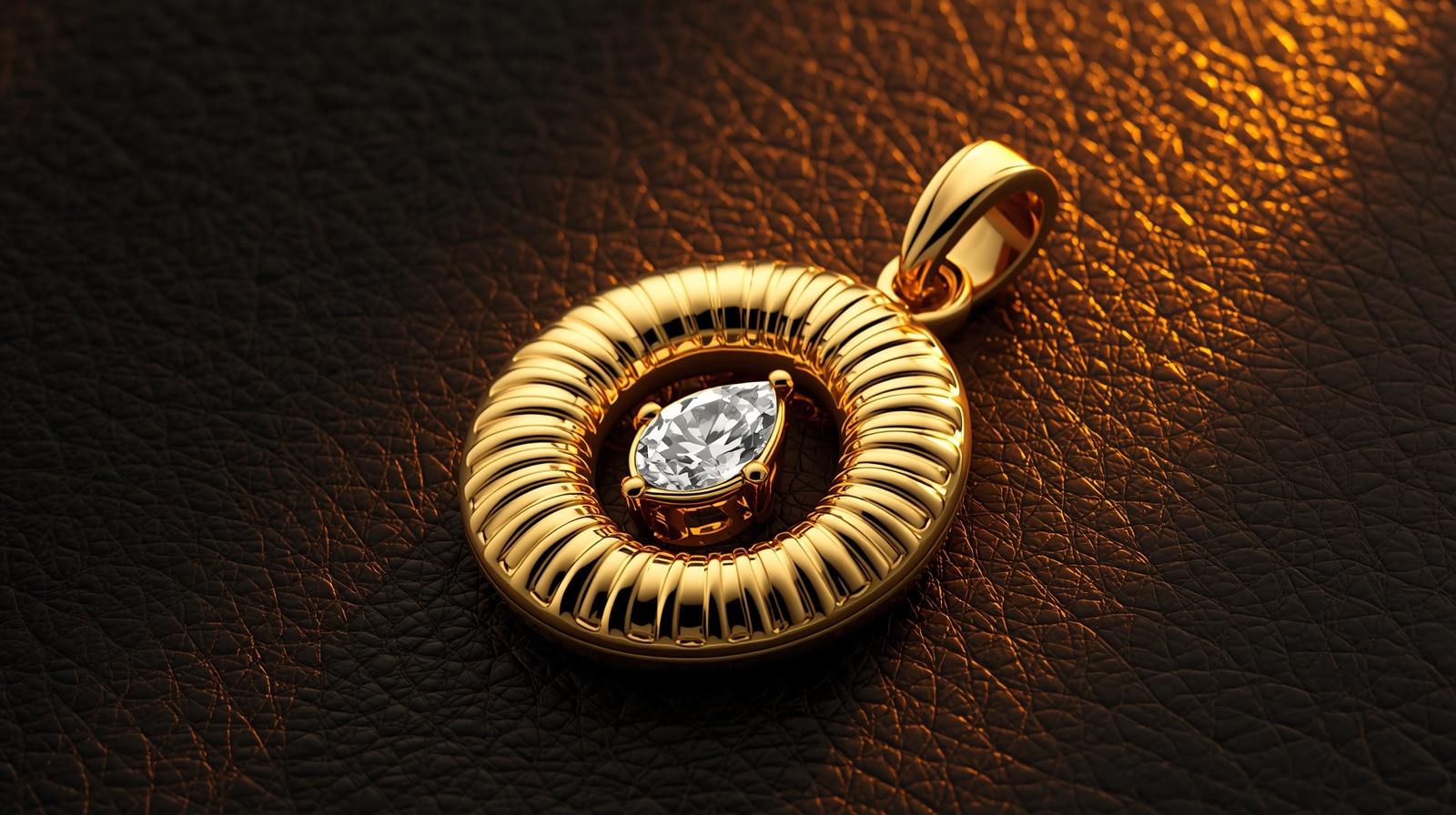 Yellow Gold Pendant Necklace · 4ct Pear