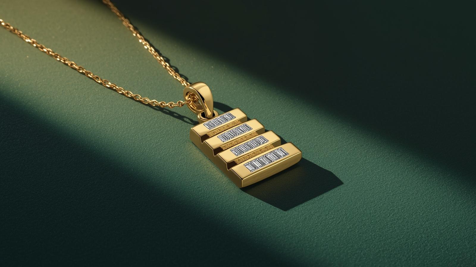 Yellow Gold Pendant Necklace · Baguette
