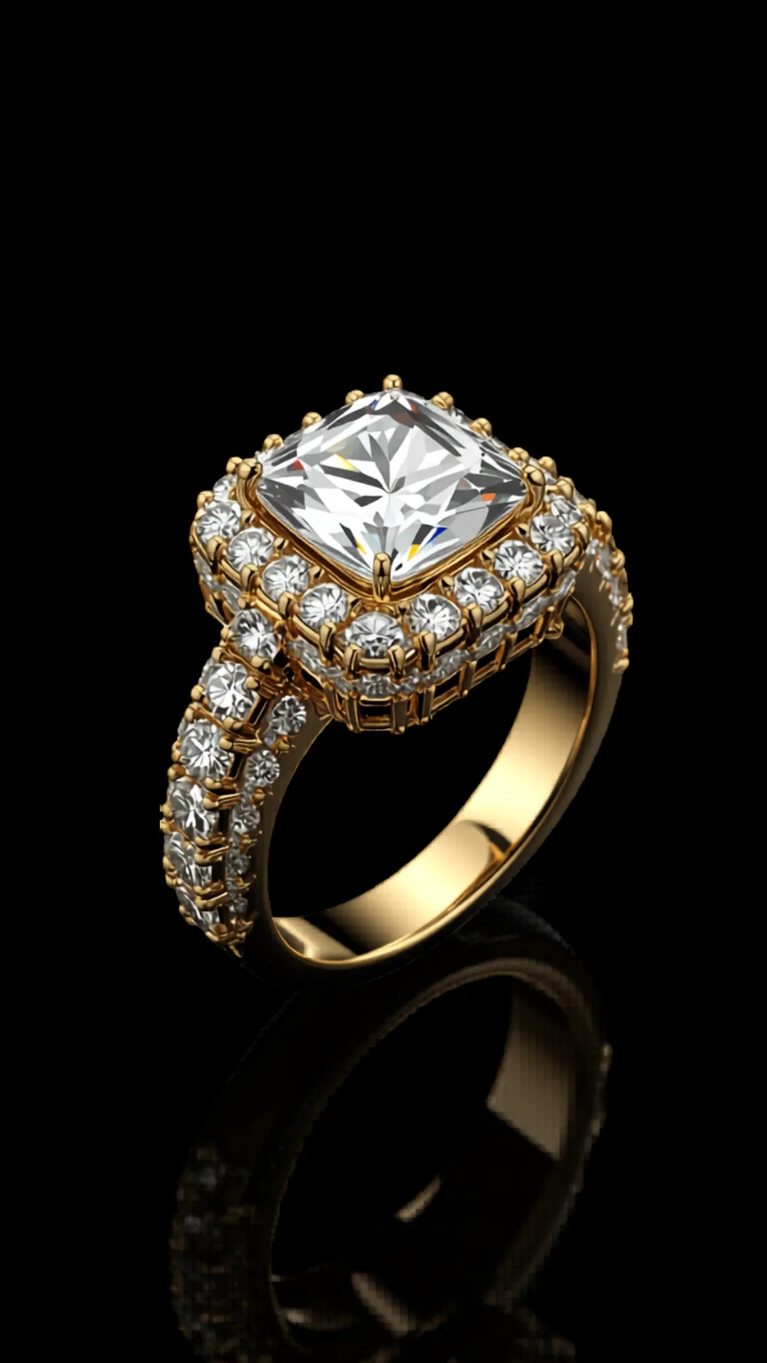 Cuscino d'Oro — lab-grown diamond ring