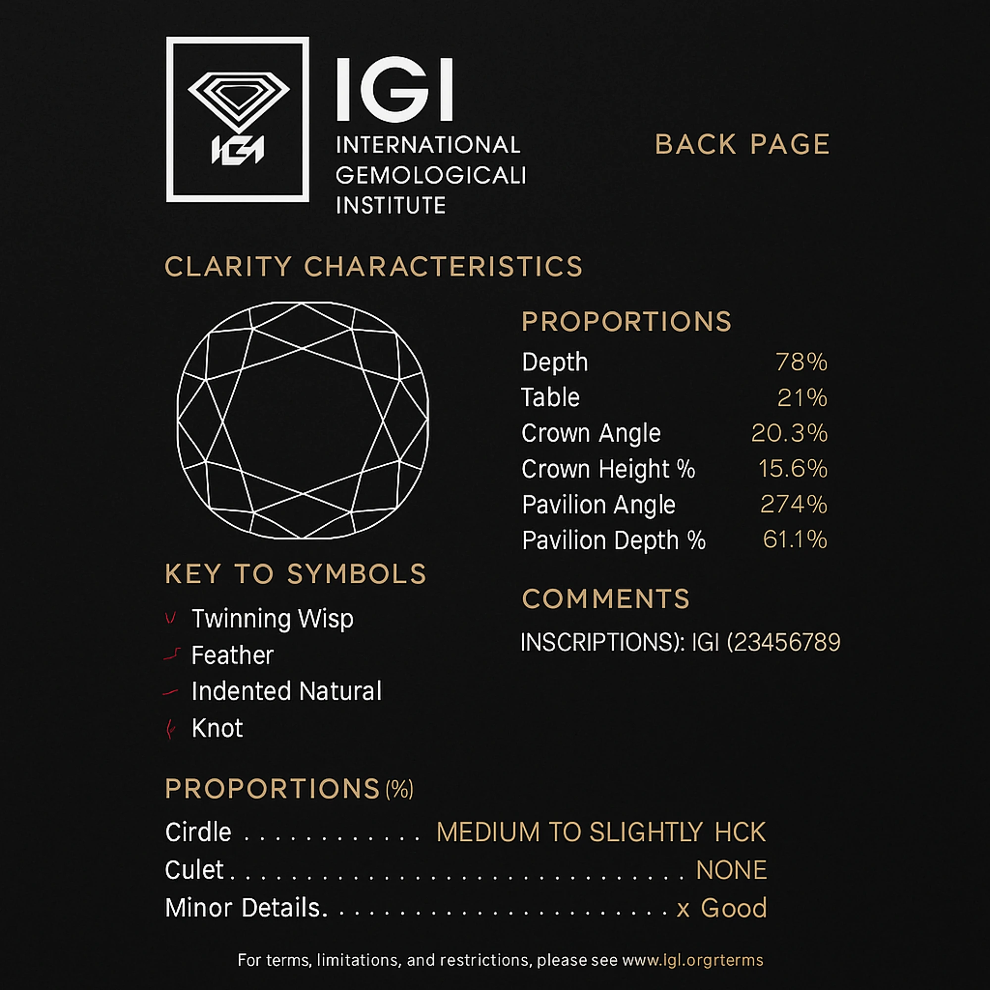 IGI Certificate Back