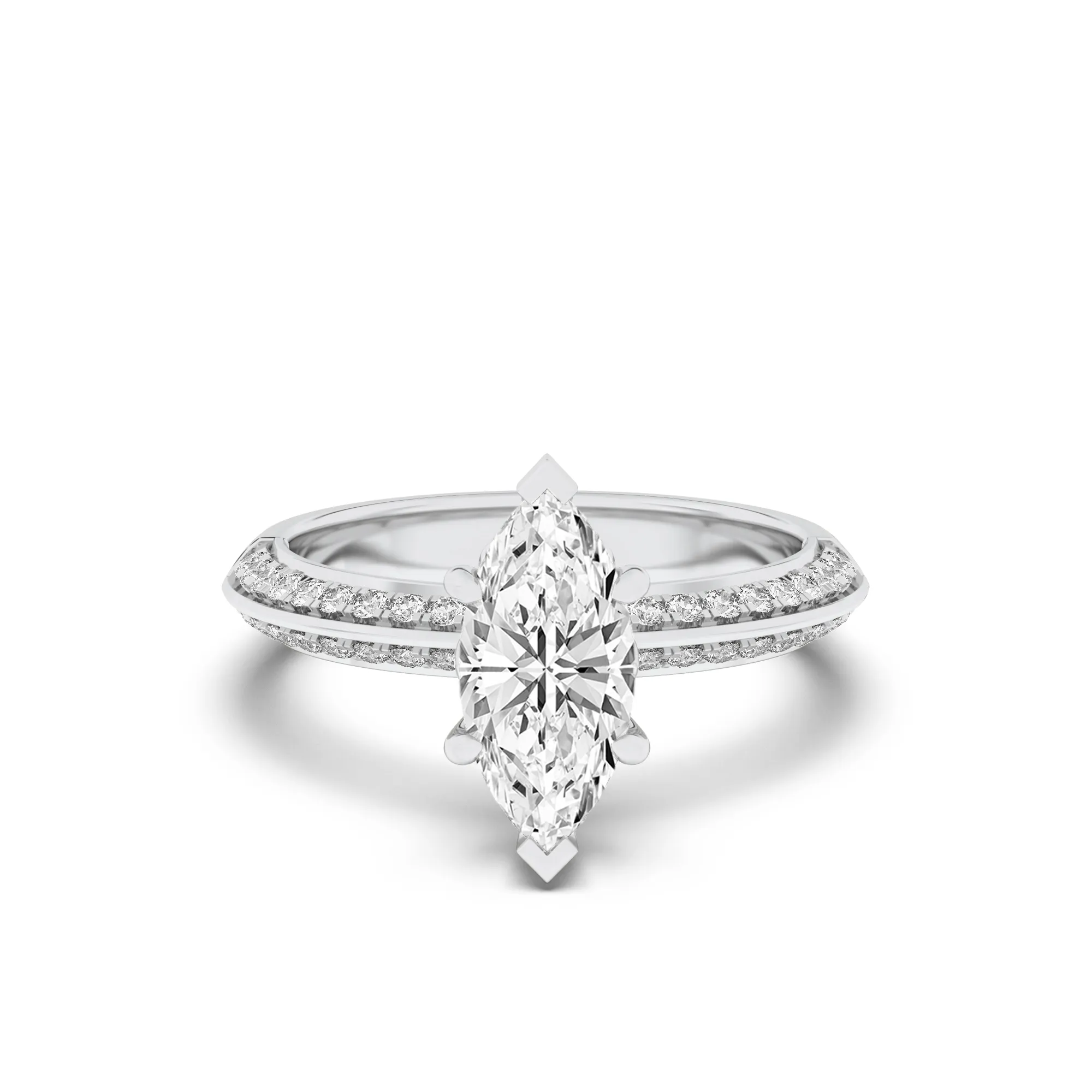 Abrazo de Lucero lab grown diamond ring, on-hand view
