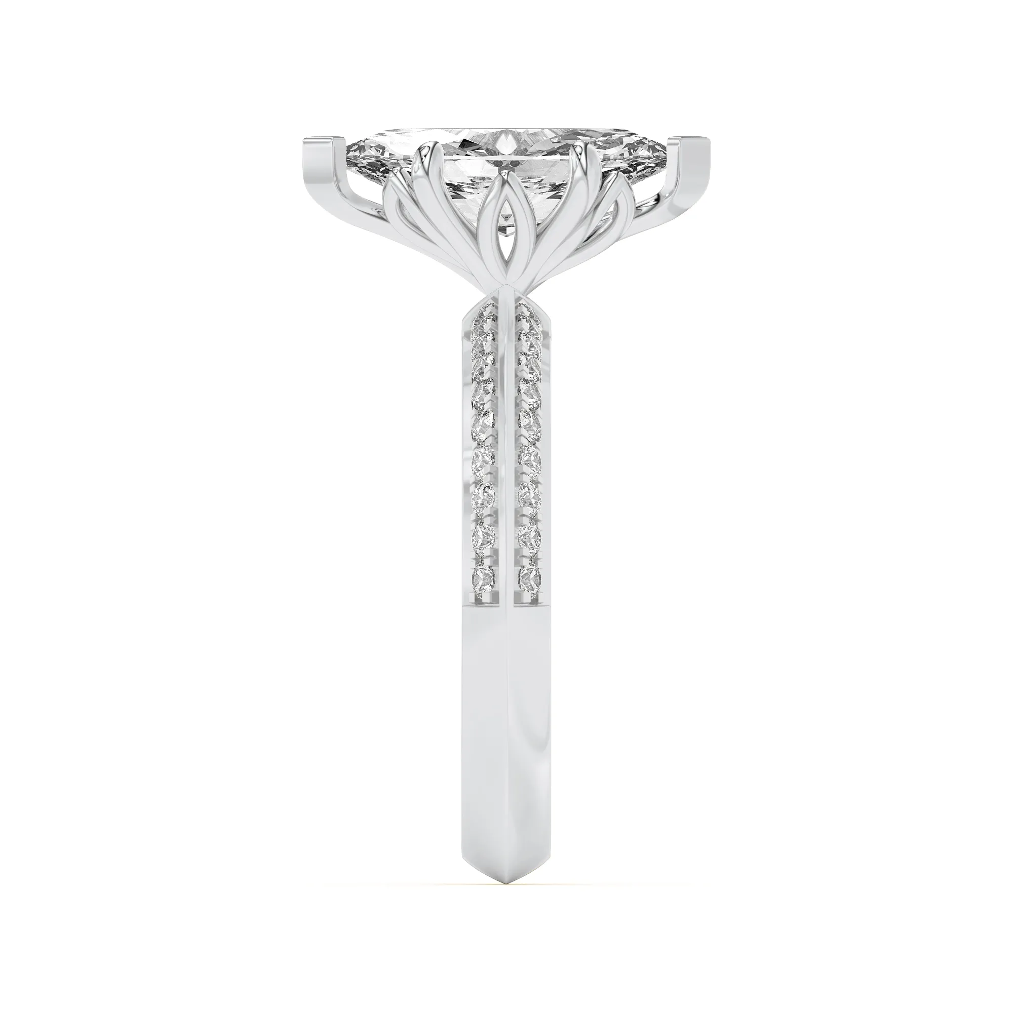 Abrazo de Lucero lab grown diamond ring, detail of the marquise diamond