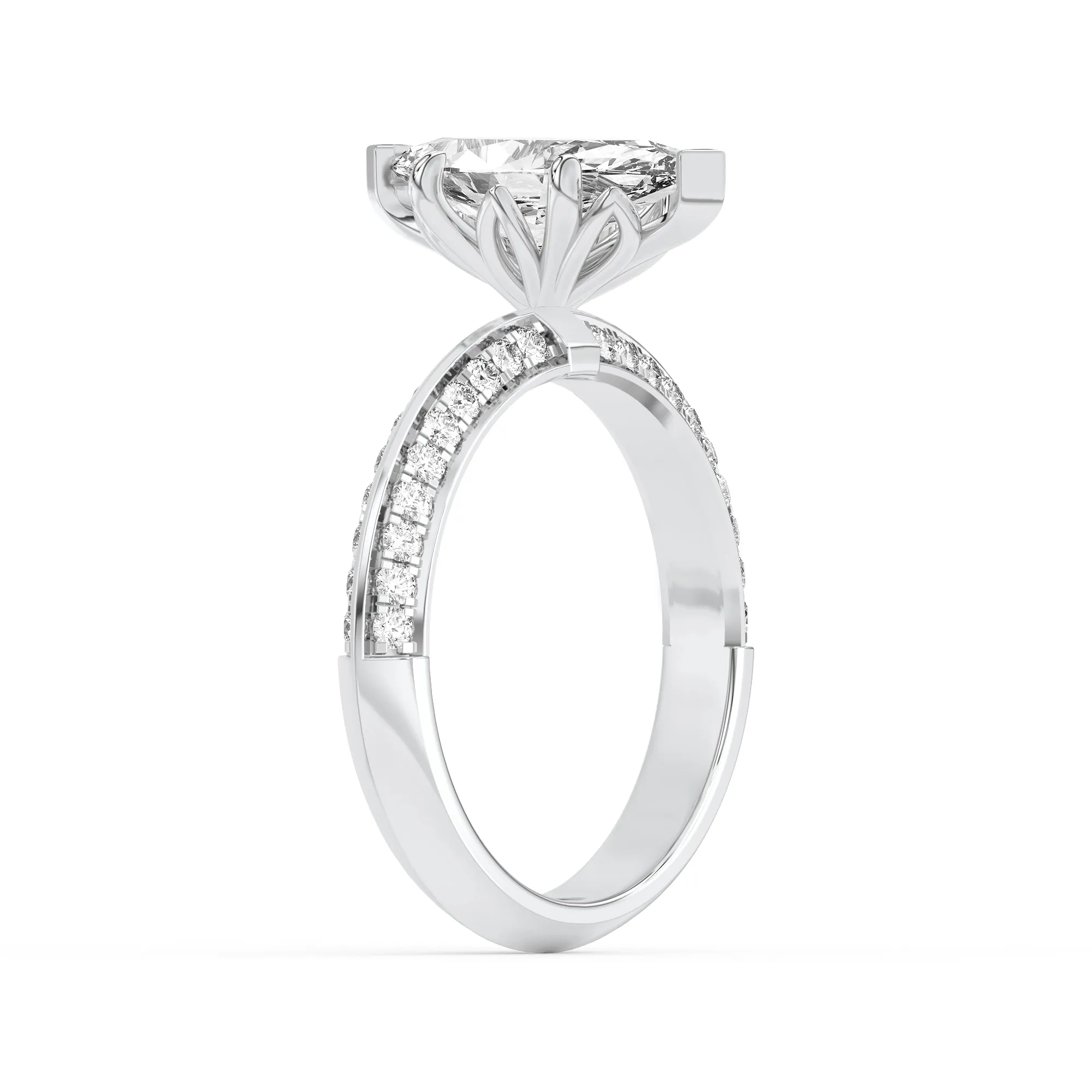 Abrazo de Lucero lab grown diamond ring, side profile