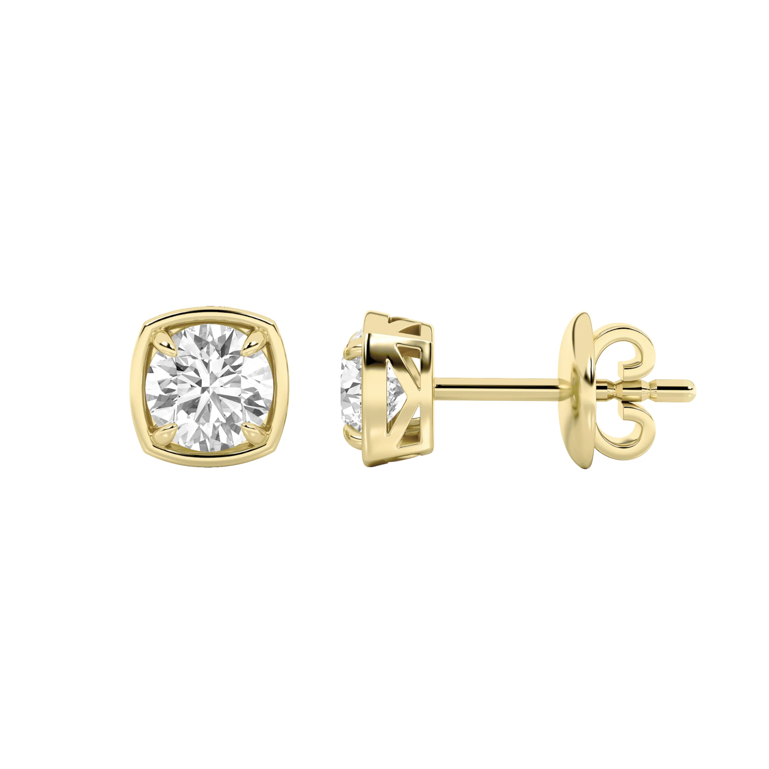 Marea Viva lab grown diamond earrings, detail of the round diamond