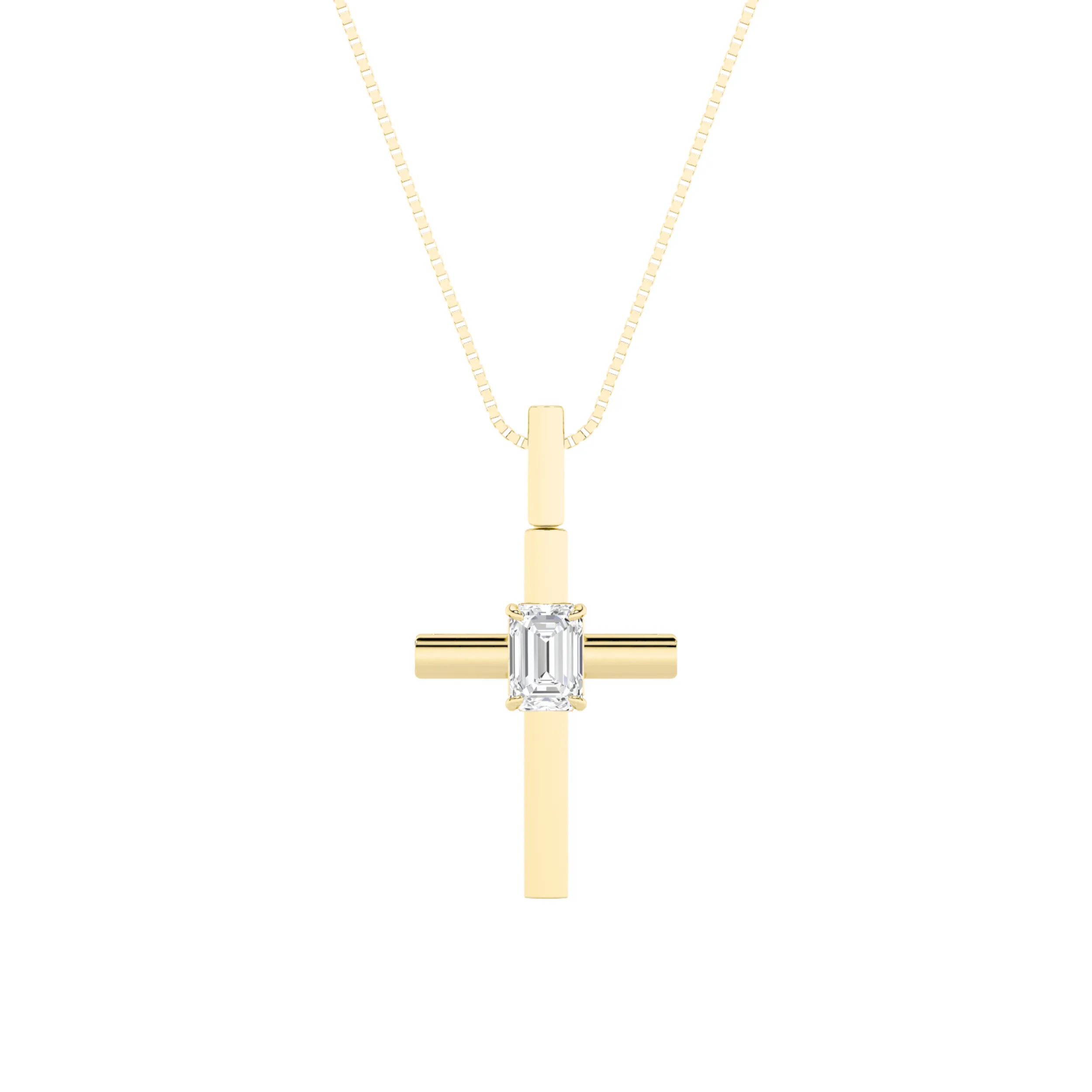 Promesa de Aurora, 0.5 ct emerald lab grown diamond necklace in 14K gold (front view)