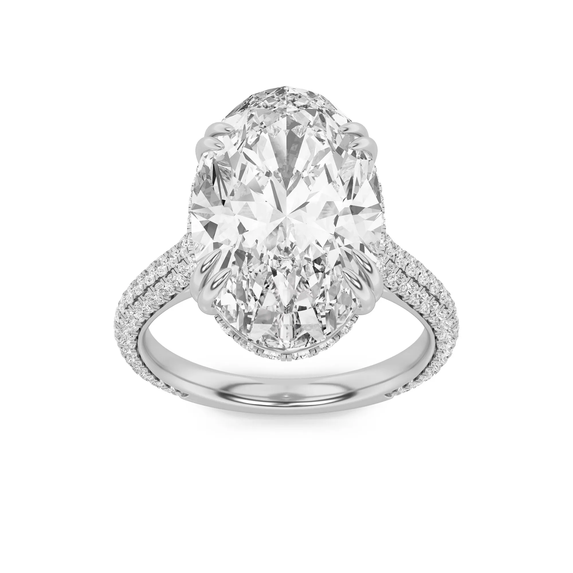 Lluvia de Arena, 7 ct tw oval lab grown diamond ring in 14K gold (front view)