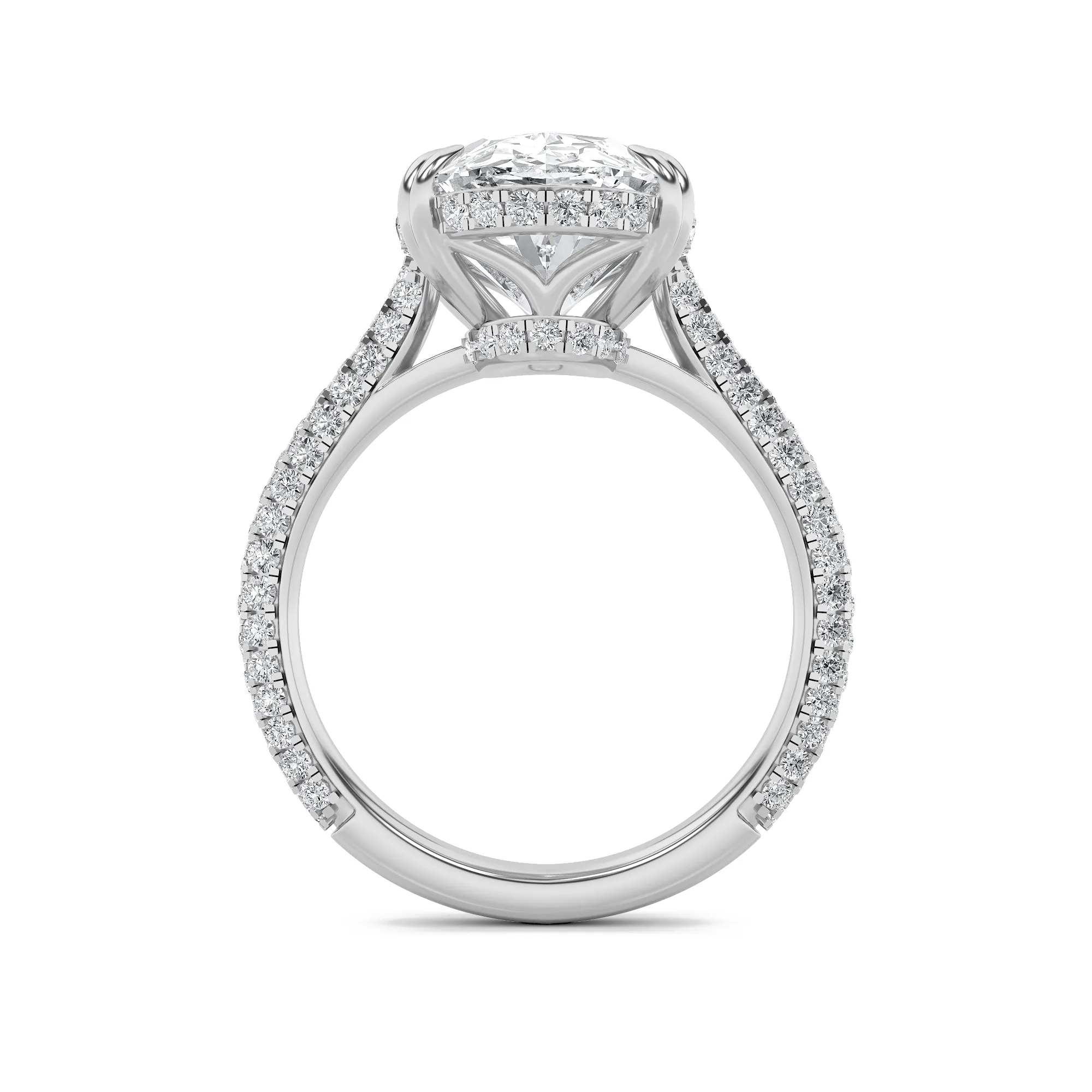 Lluvia de Arena lab grown diamond ring, on-hand view