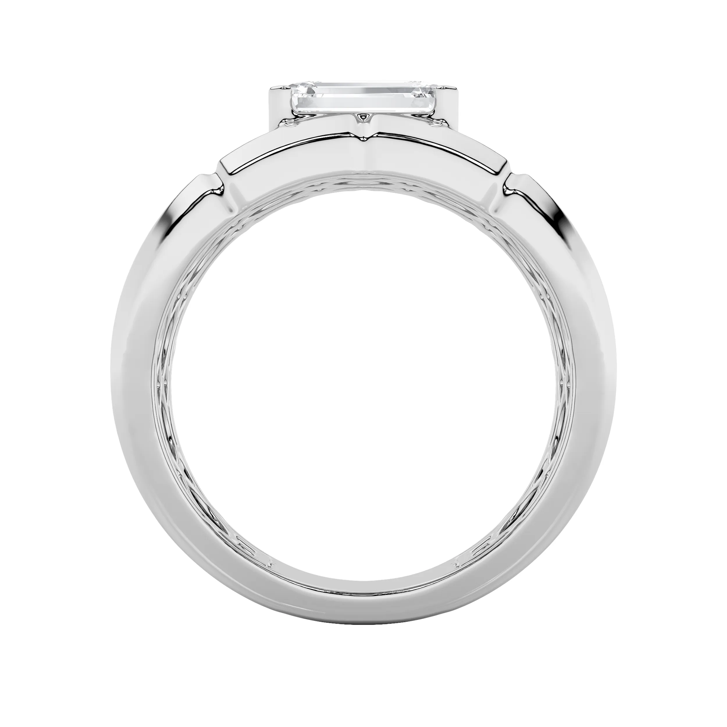 Cumbre Fiel lab grown diamond ring, detail of the radiant diamond