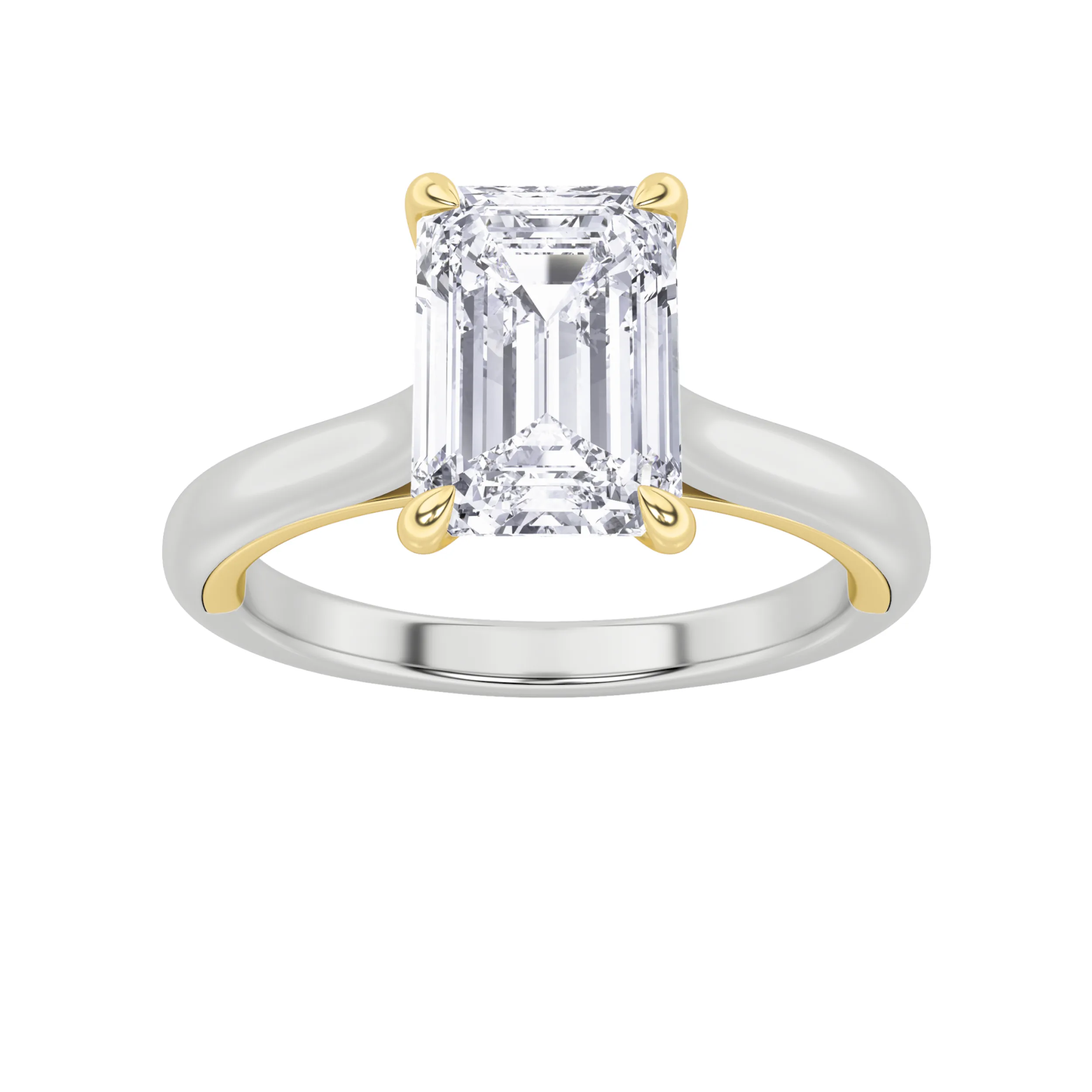 Huella Eterna, 2 ct tw emerald lab grown diamond ring in 14K gold (front view)