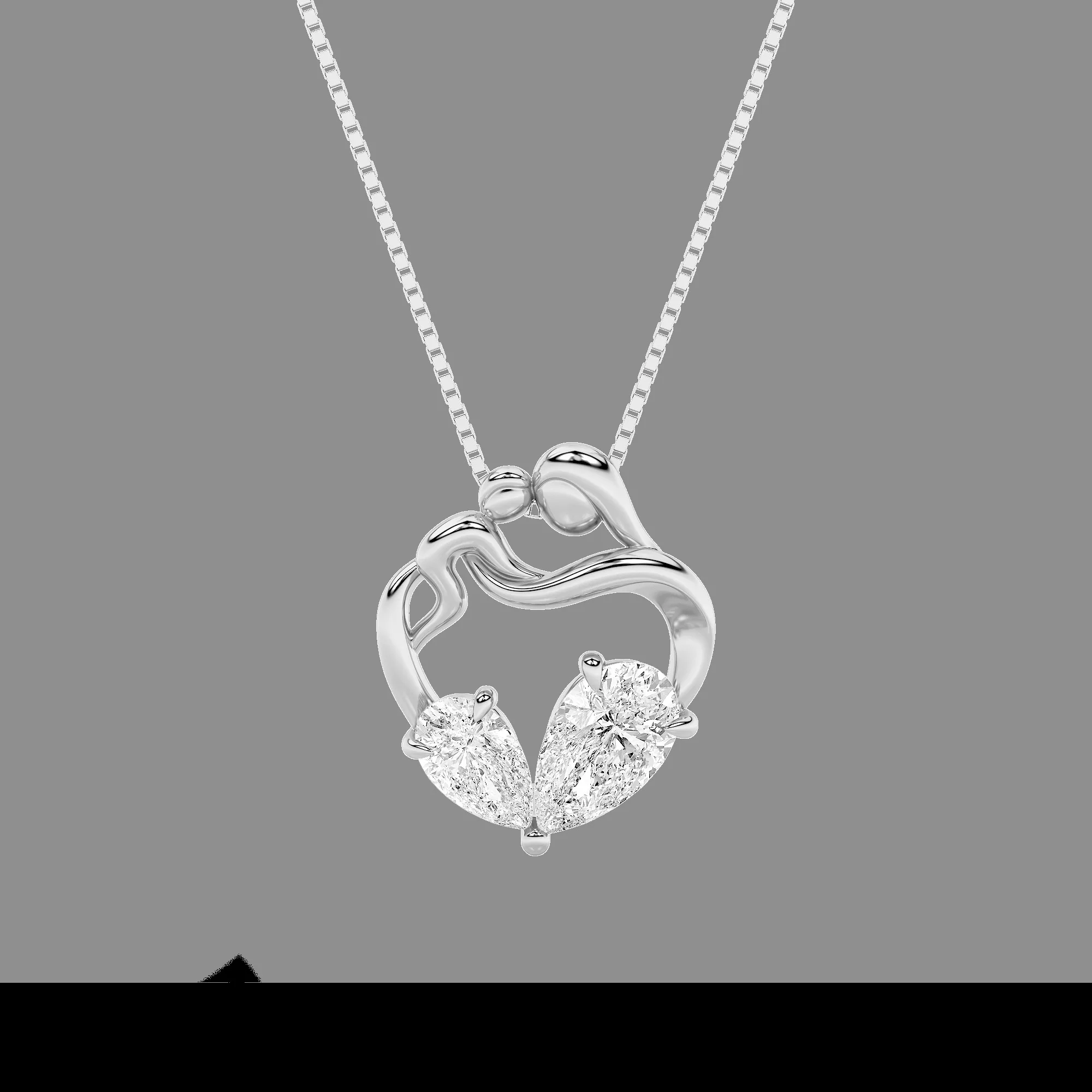 Chispa de Ceniza, 3 ct tw pear lab grown diamond necklace in 14K white gold (front view)