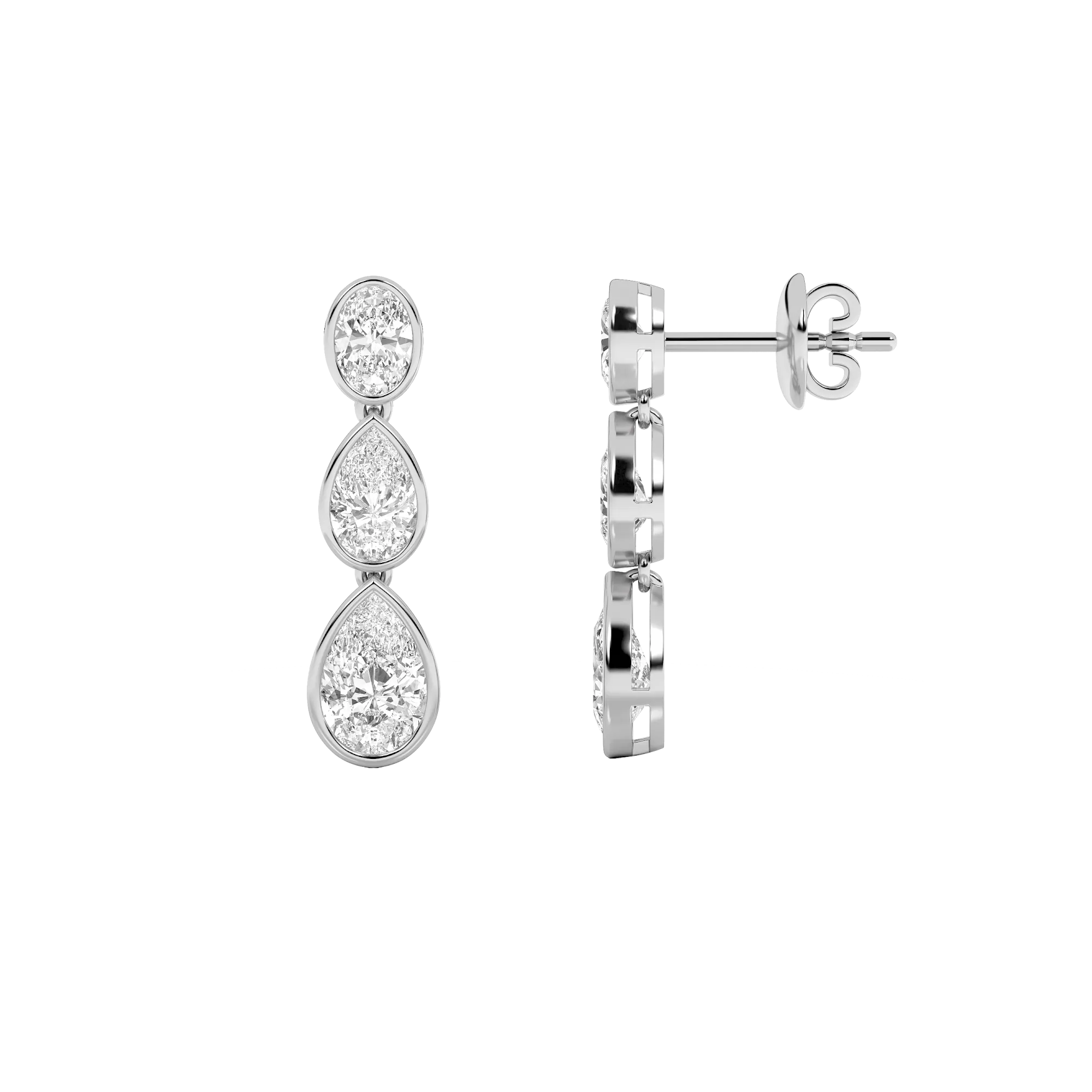 Viento de Rocío, 5 ct tw pear lab grown diamond earrings in 14K gold (front view)