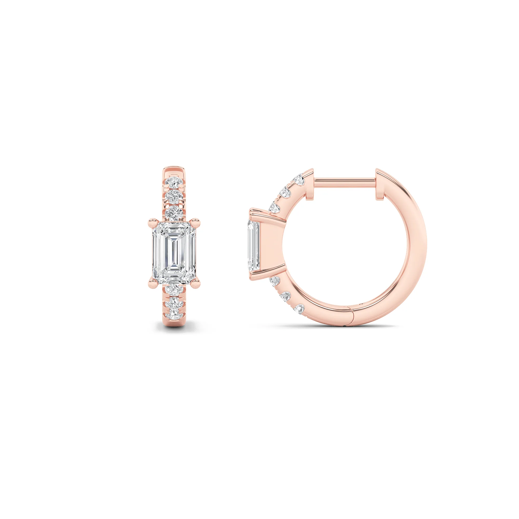 Ternura del Otoño lab grown diamond earrings, detail of the emerald diamond