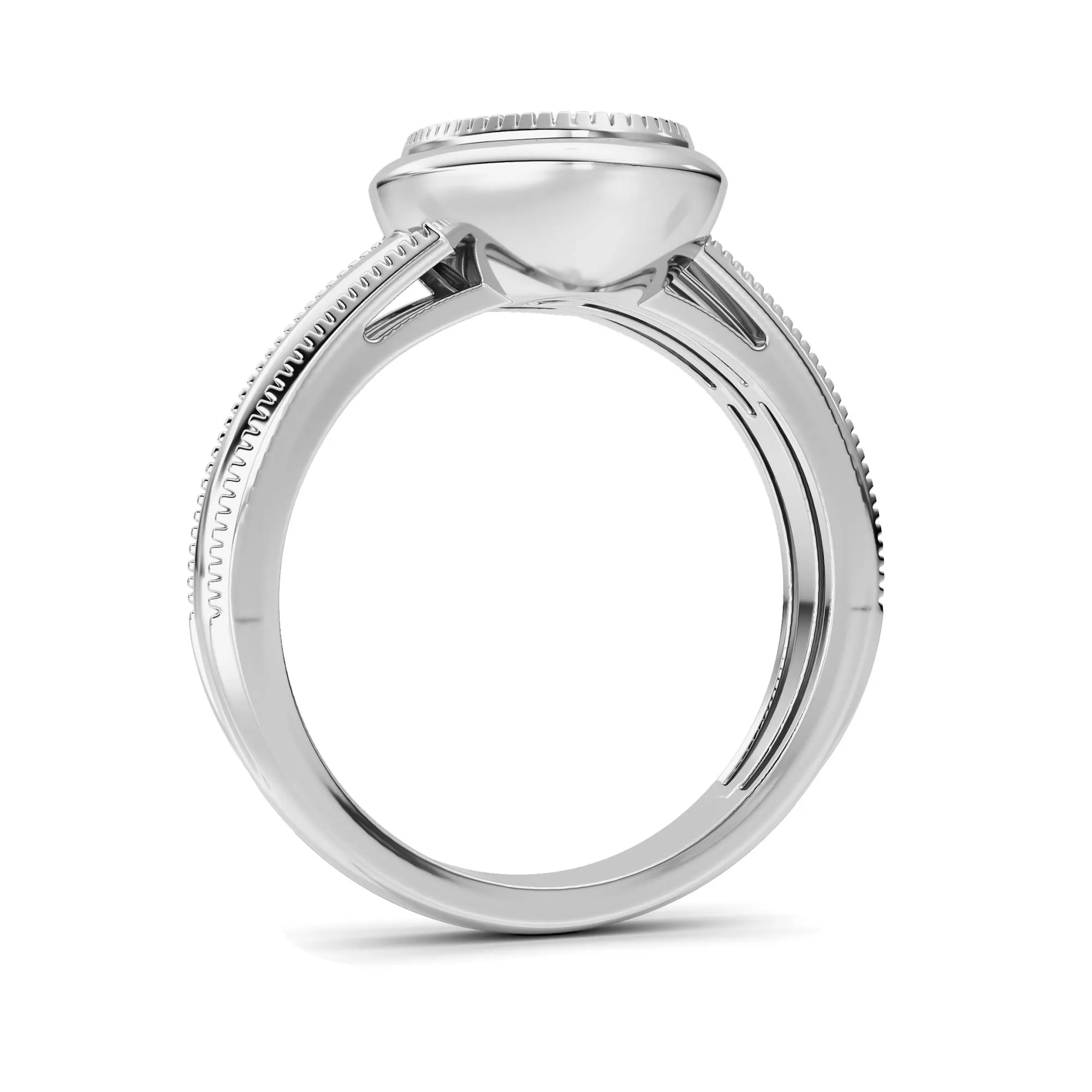 Rumbo de Silencio lab grown diamond ring, detail of the oval diamond