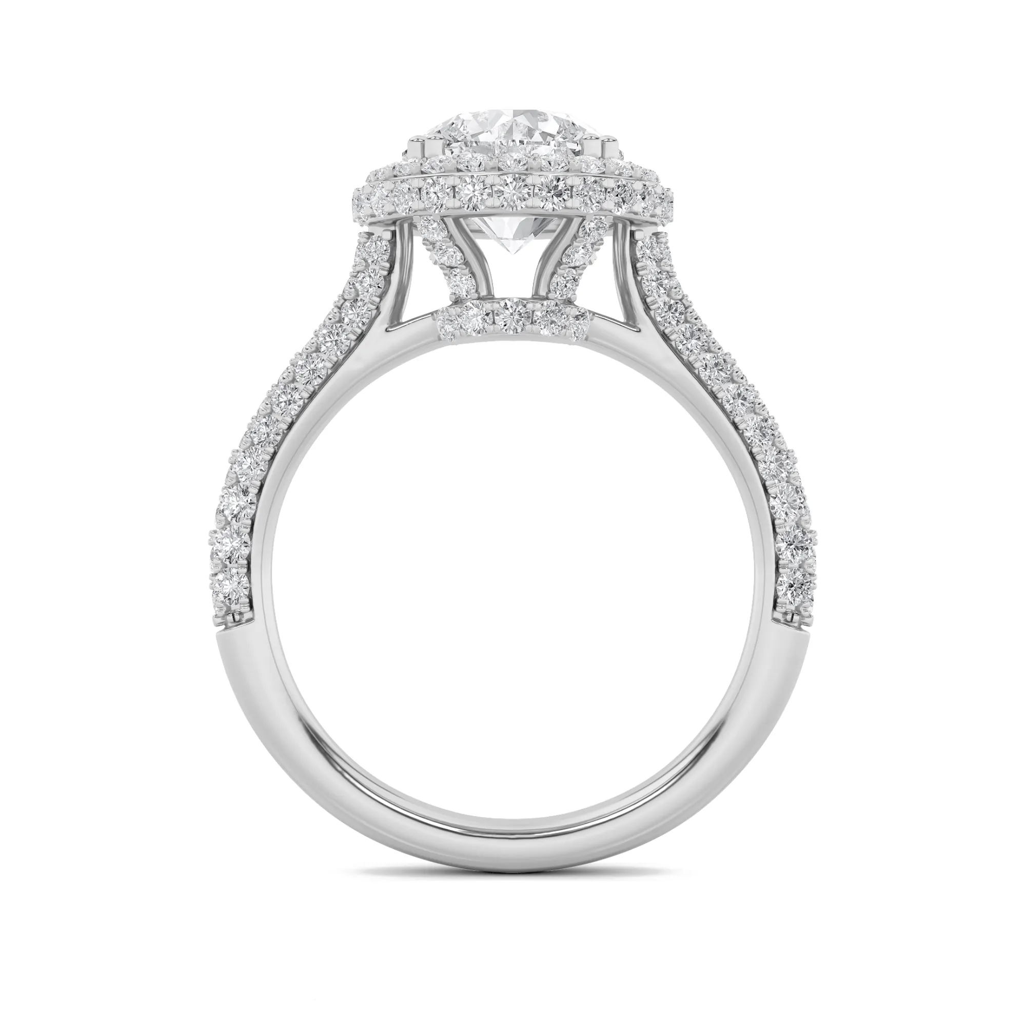 Refugio de Viento lab grown diamond ring, on-hand view