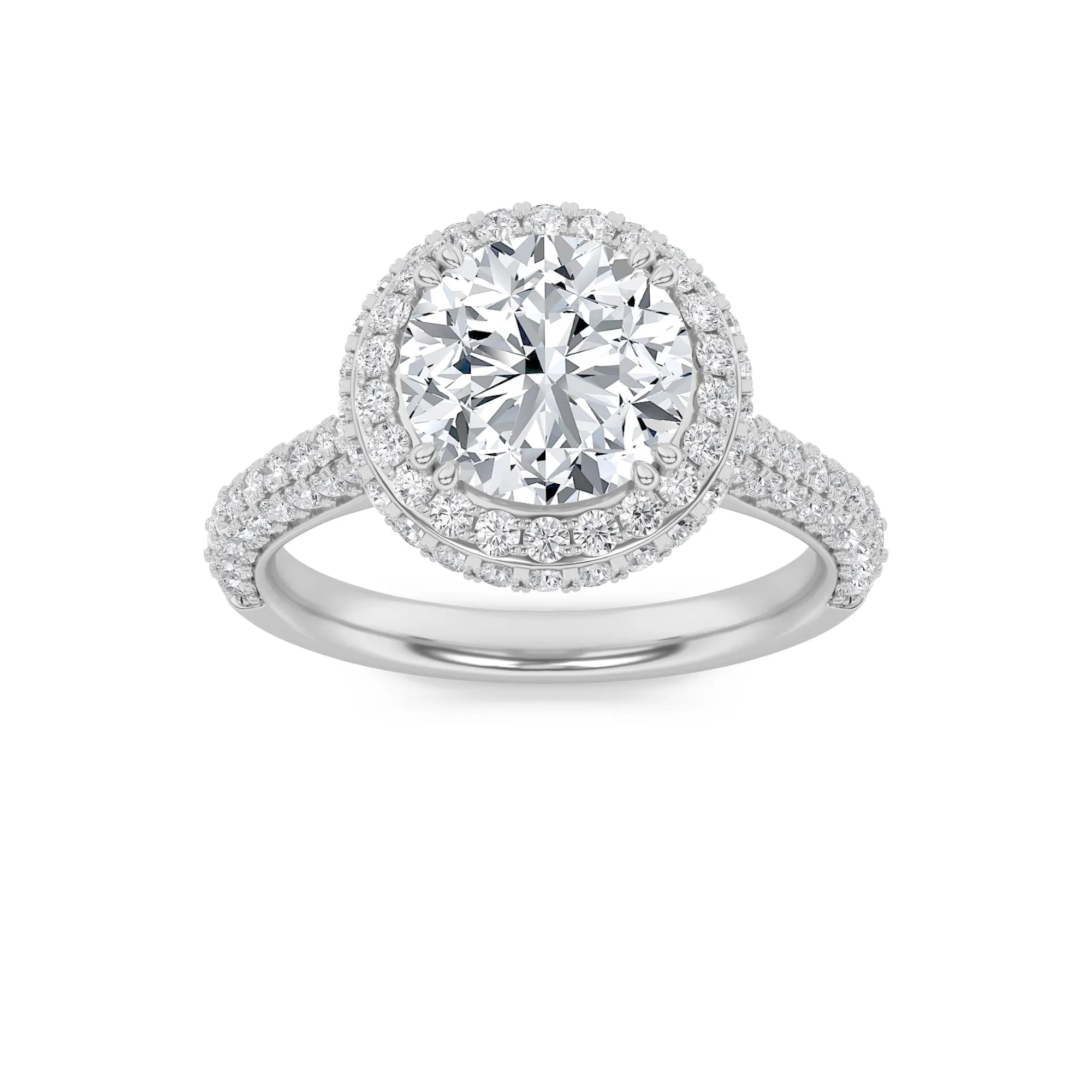 Refugio de Viento, 3 ct tw round lab grown diamond ring in 14K yellow gold (front view)